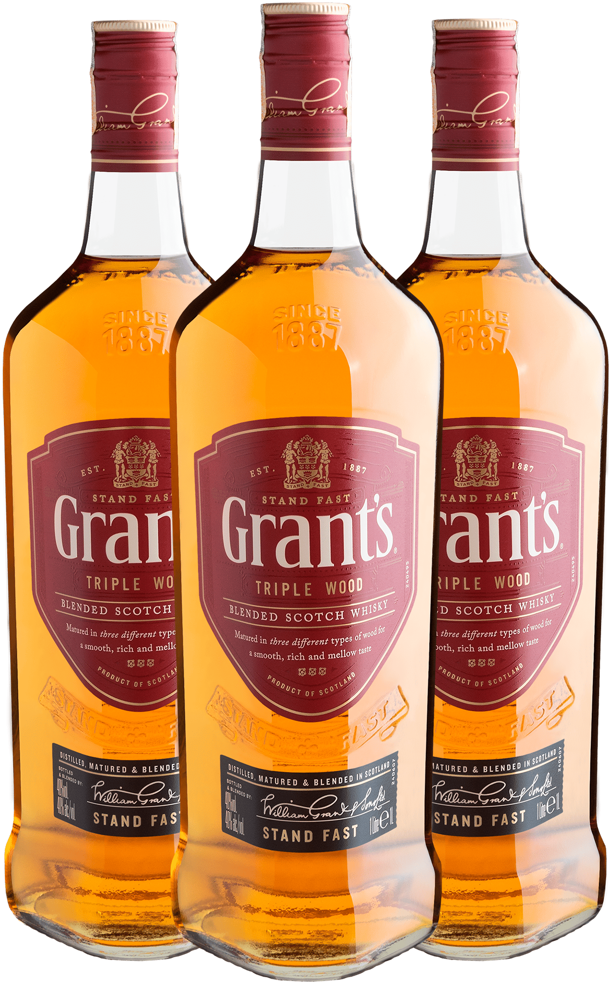Kit 3 Grant’s Triple Wood Blended Scotch Whisky - 1L cada