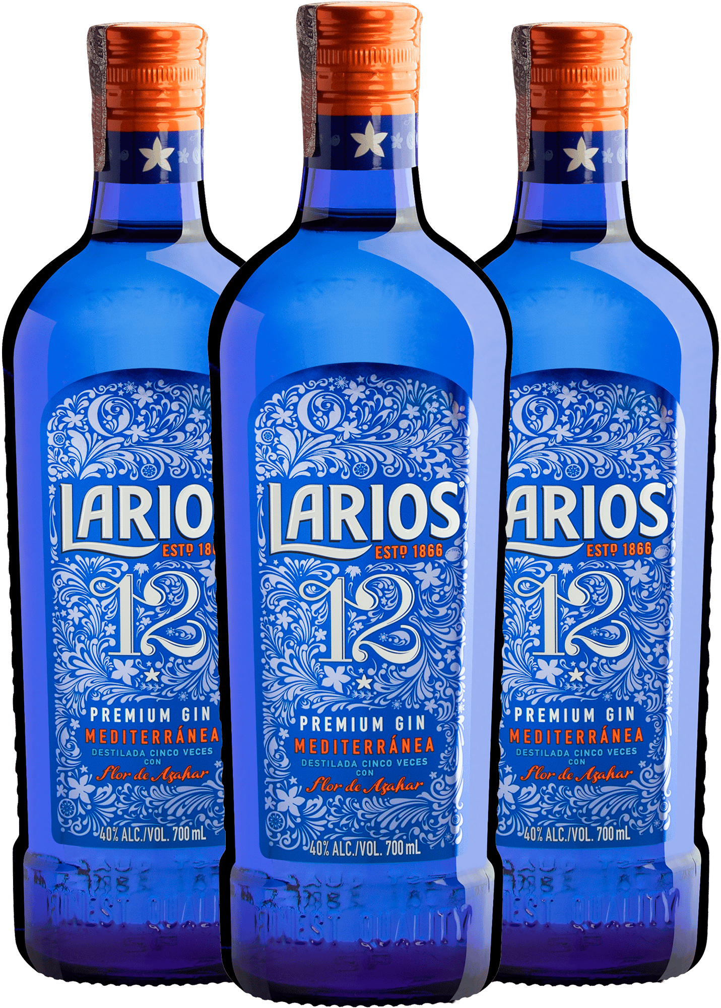 Kit 3 Larios 12 Premium Gin Mediterránea por R$99,90 cada garrafa