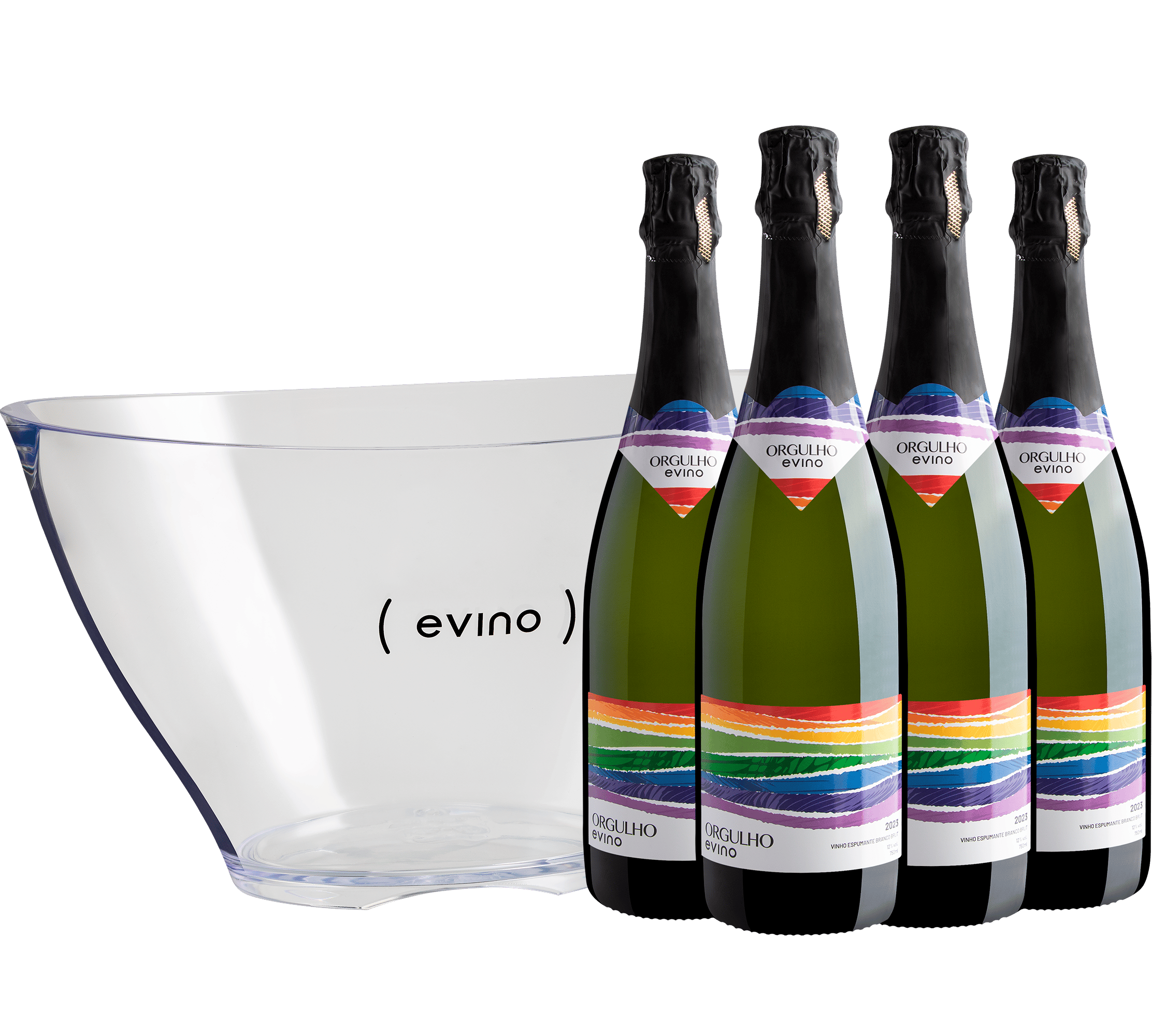 Kit 4 Orgulho Espumante Branco Brut + Champanheira