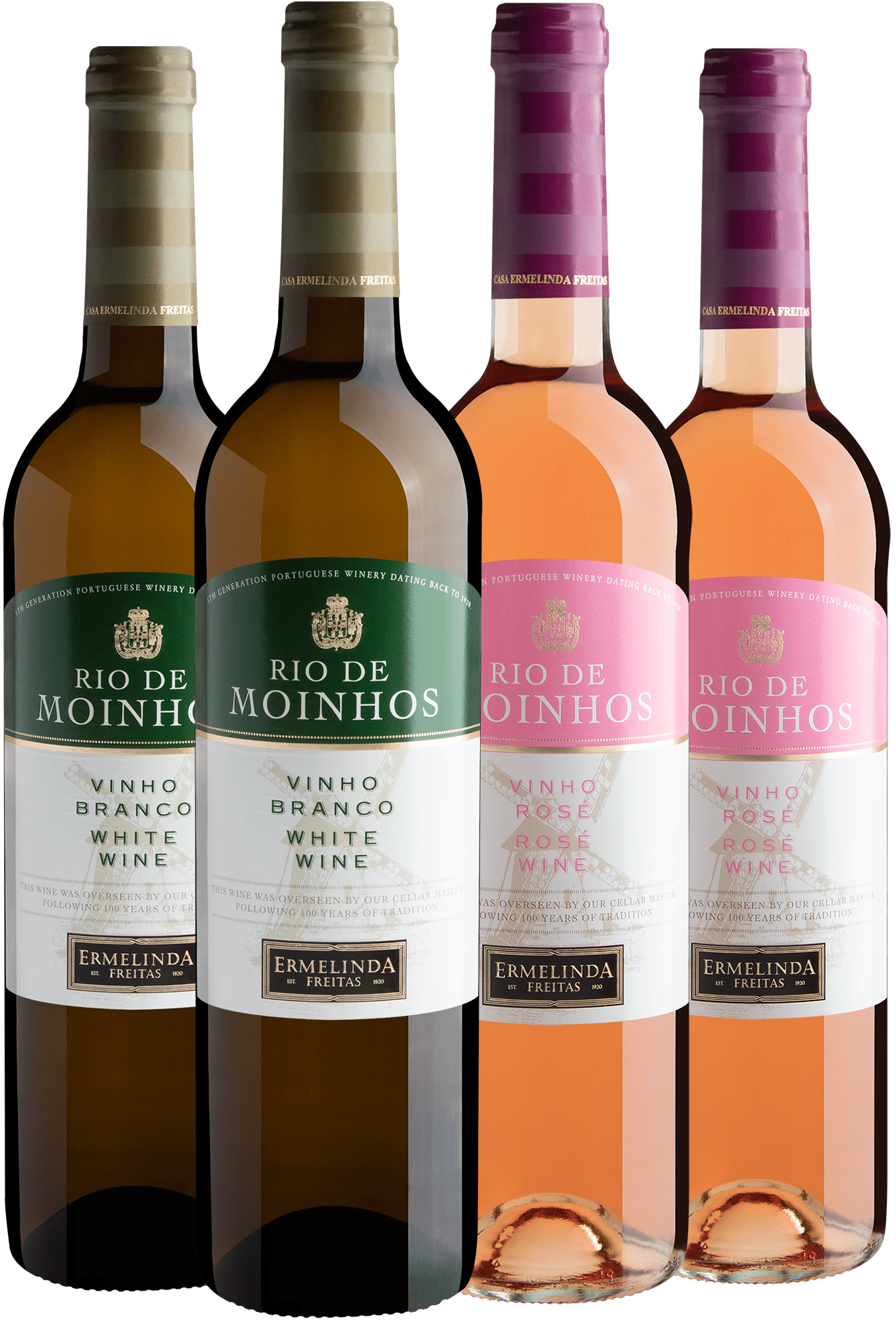 Kit Rio de Moinhos: 2 Branco + 2 Rosé por R$34,90 cada garrafa