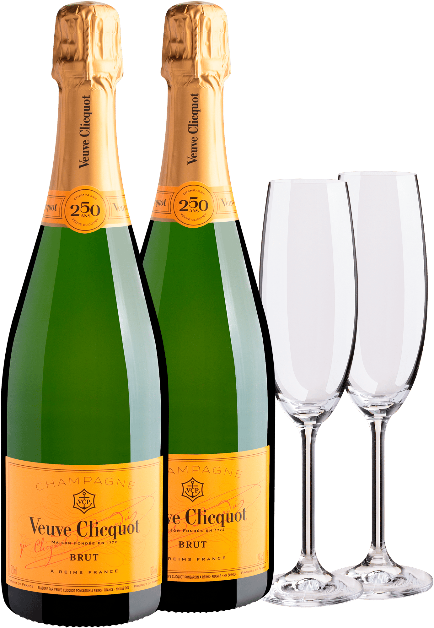 2本セット_Veuve Clicquot Brut シャンパン 750ml Kit Champagne Veuve Clicquot Brut + 2 Taças
