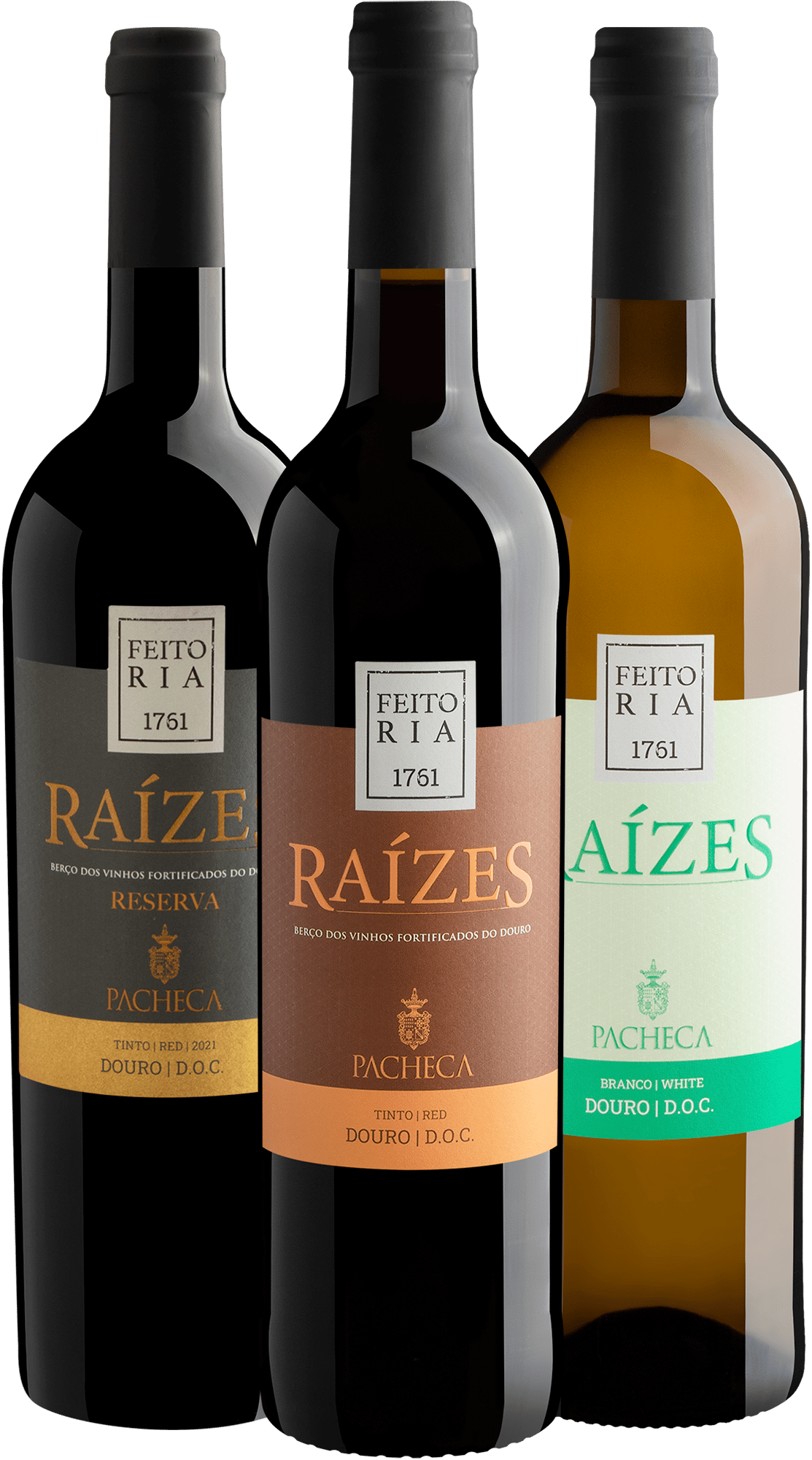 Kit Pacheca Raízes: Tinto + Tinto Reserva + Branco por R$89,90 cada garrafa