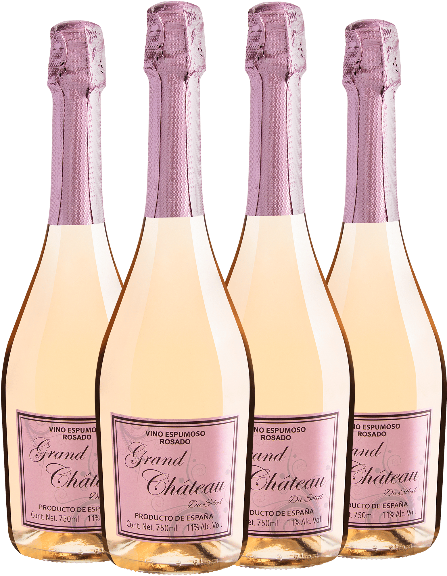Kit 4 Grand Château du Soleil Vino Espumoso Rosado Brut por R$34,90 cada garrafa