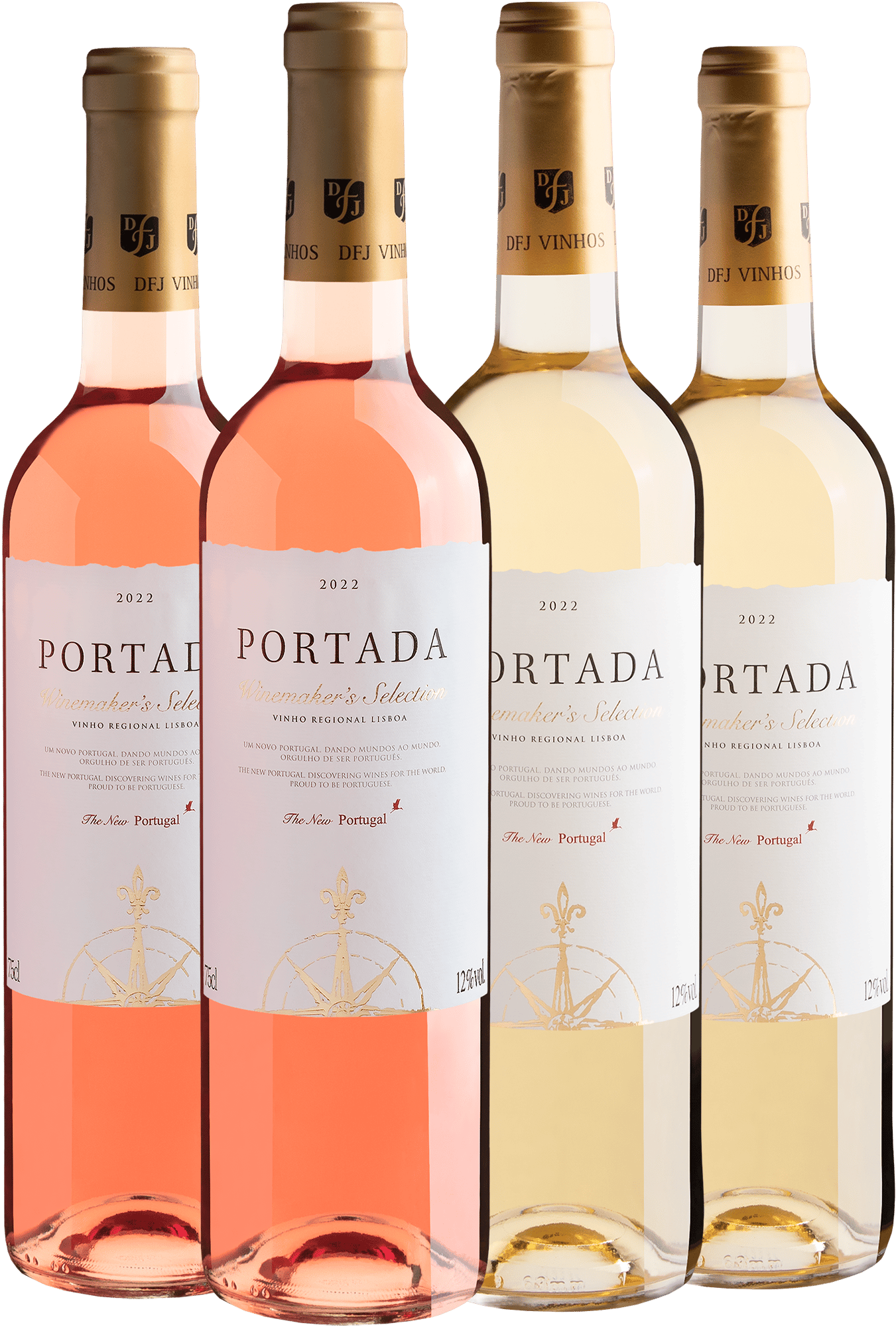Kit Portada: 2 Branco + 2 Rosé por R$44,90 cada garrafa
