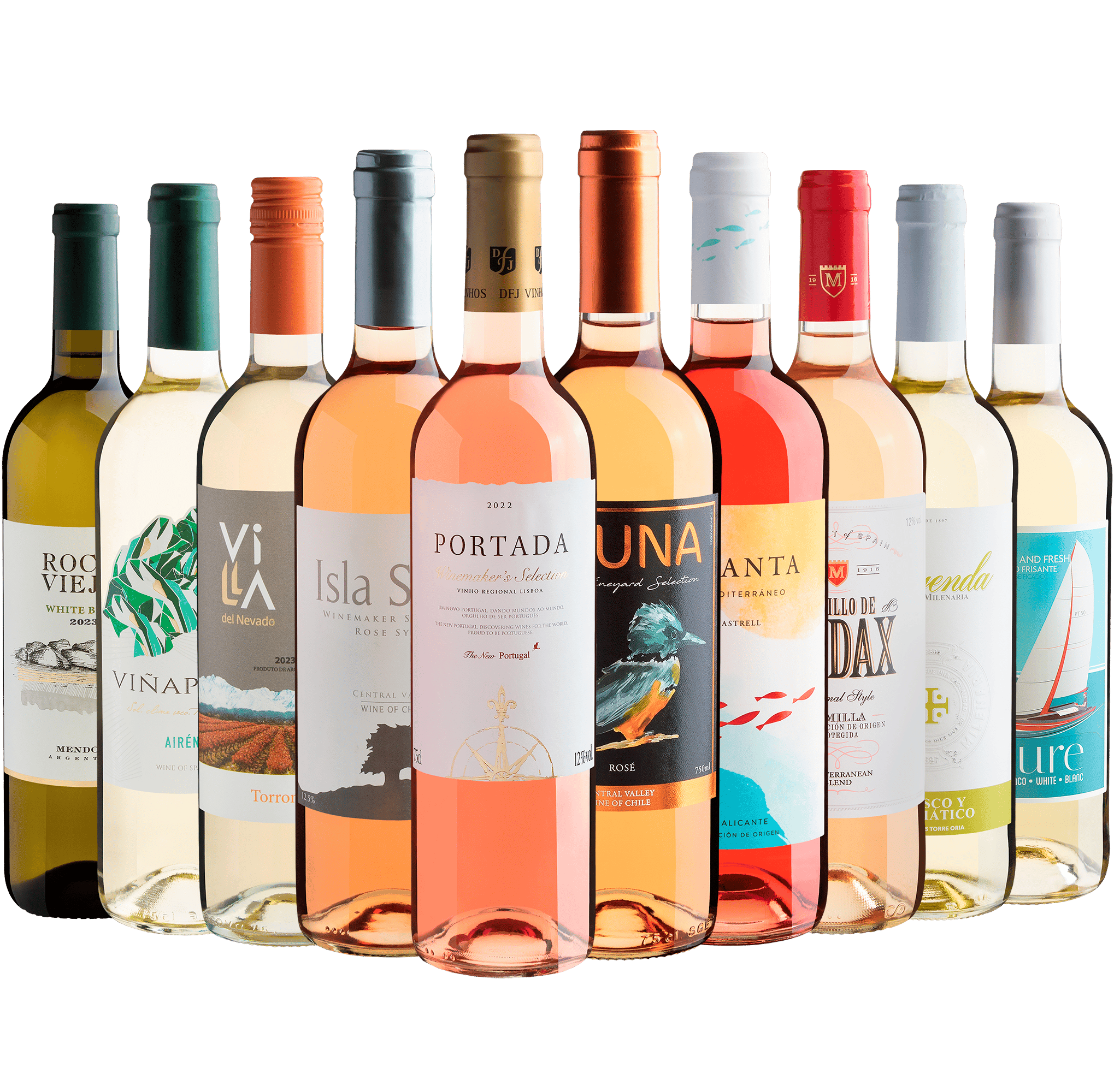 Kit 10 Vinhos Refrescantes por R$29,90 cada garrafa com Portada Rosé