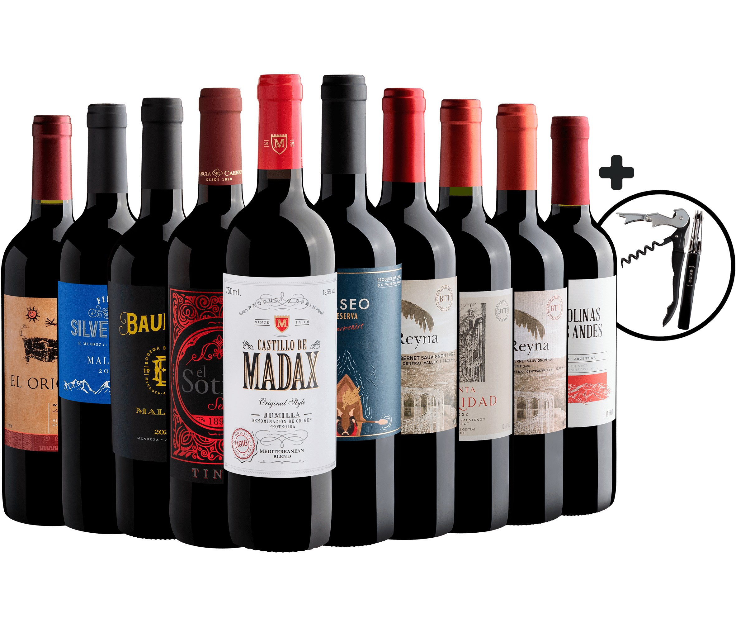 Kit 10 Vinhos + Saca-rolhas