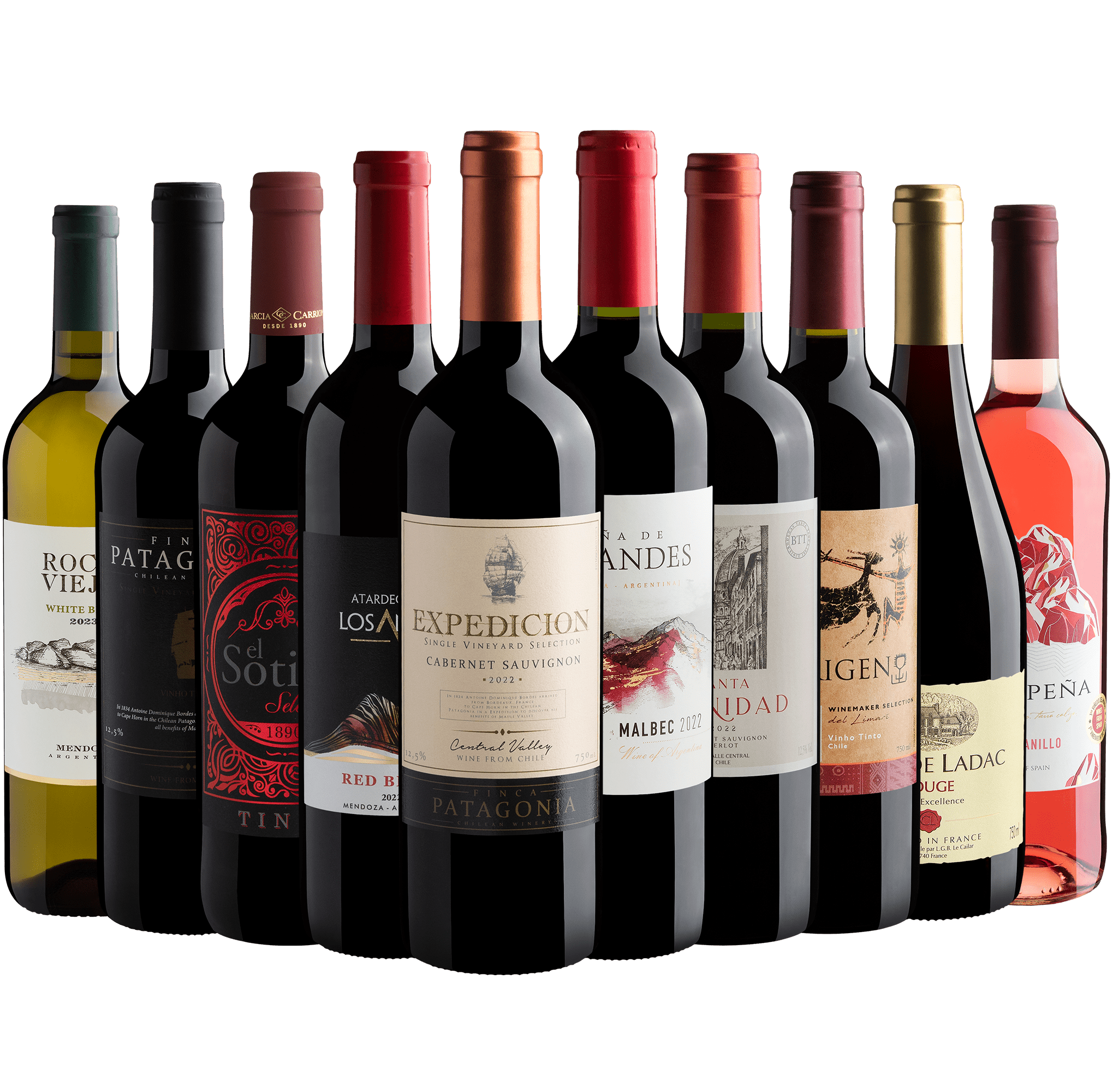 Kit 10 Vinhos por R$23,90 cada garrafa
