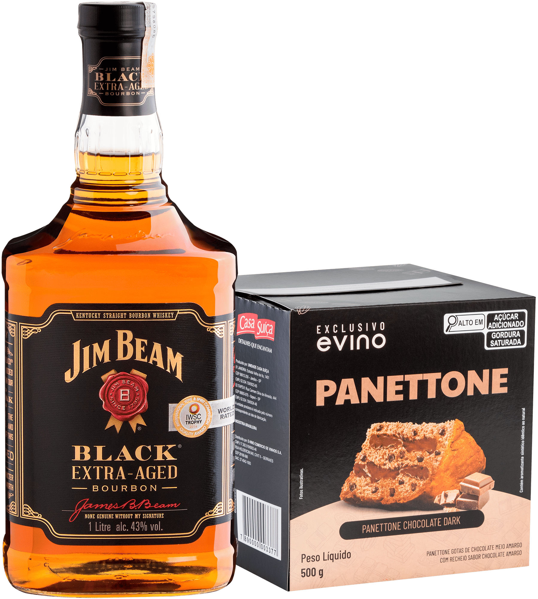 Kit 1 Panettone Dark + 1 Jim Beam Black Extra Aged 1L