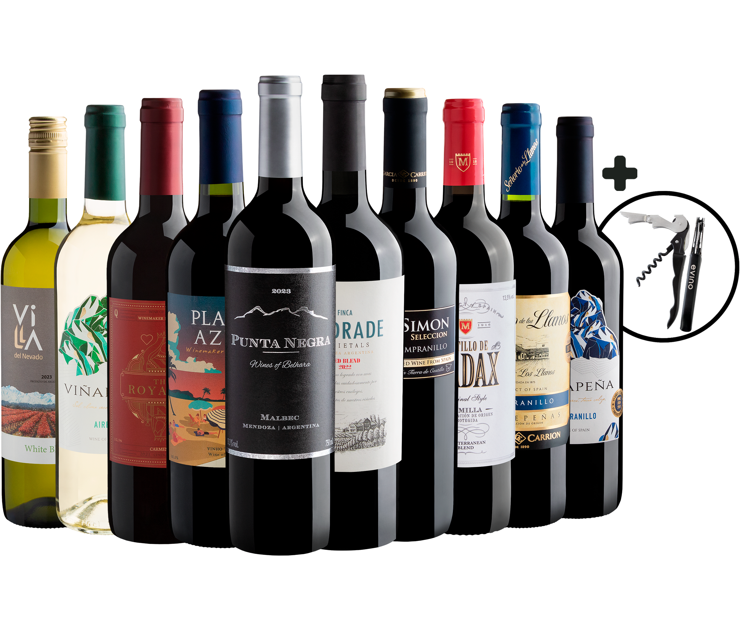 Kit 10 Vinhos + Saca-rolhas