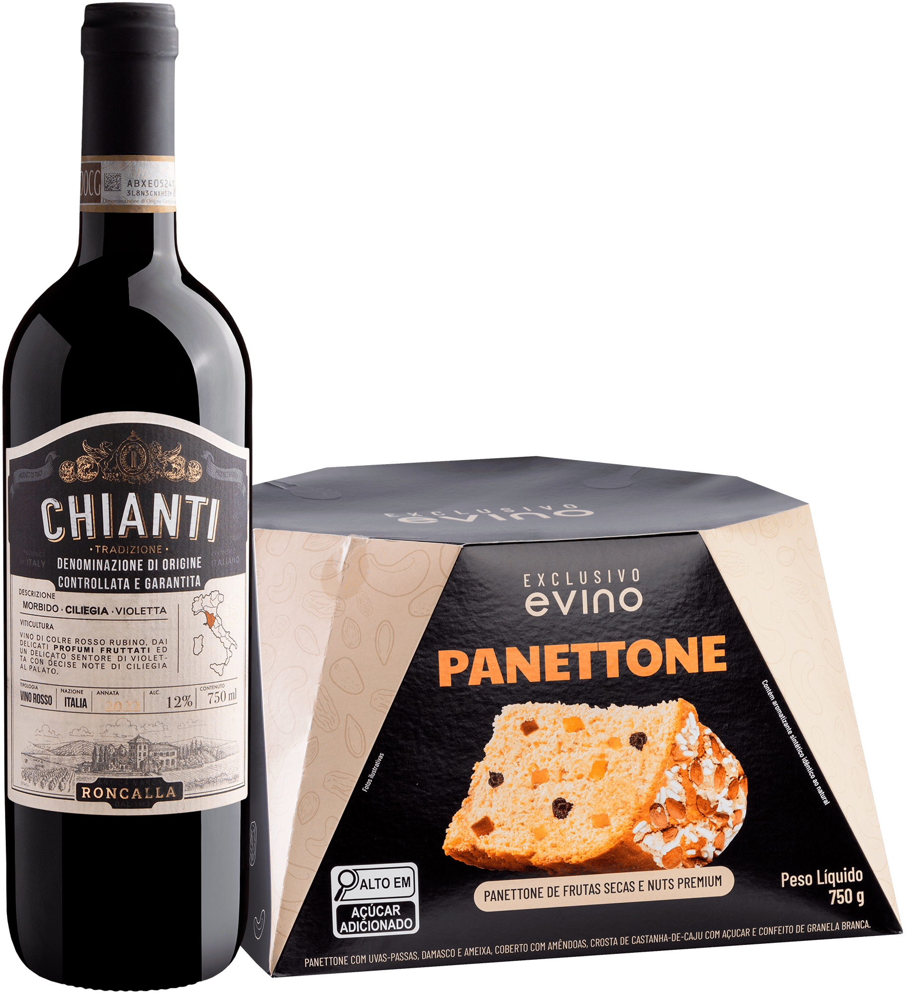 Kit Roncalla Tradizione Chianti + Panettone Exclusivo Evino