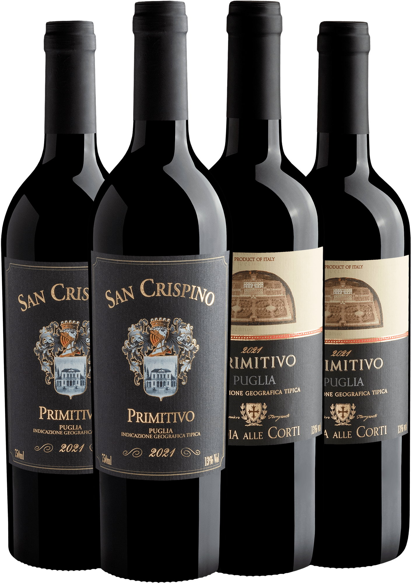 Kit Primitivo: 2 San Crispino + 2 Badia Alle Corti por R$49,90 cada garrafa