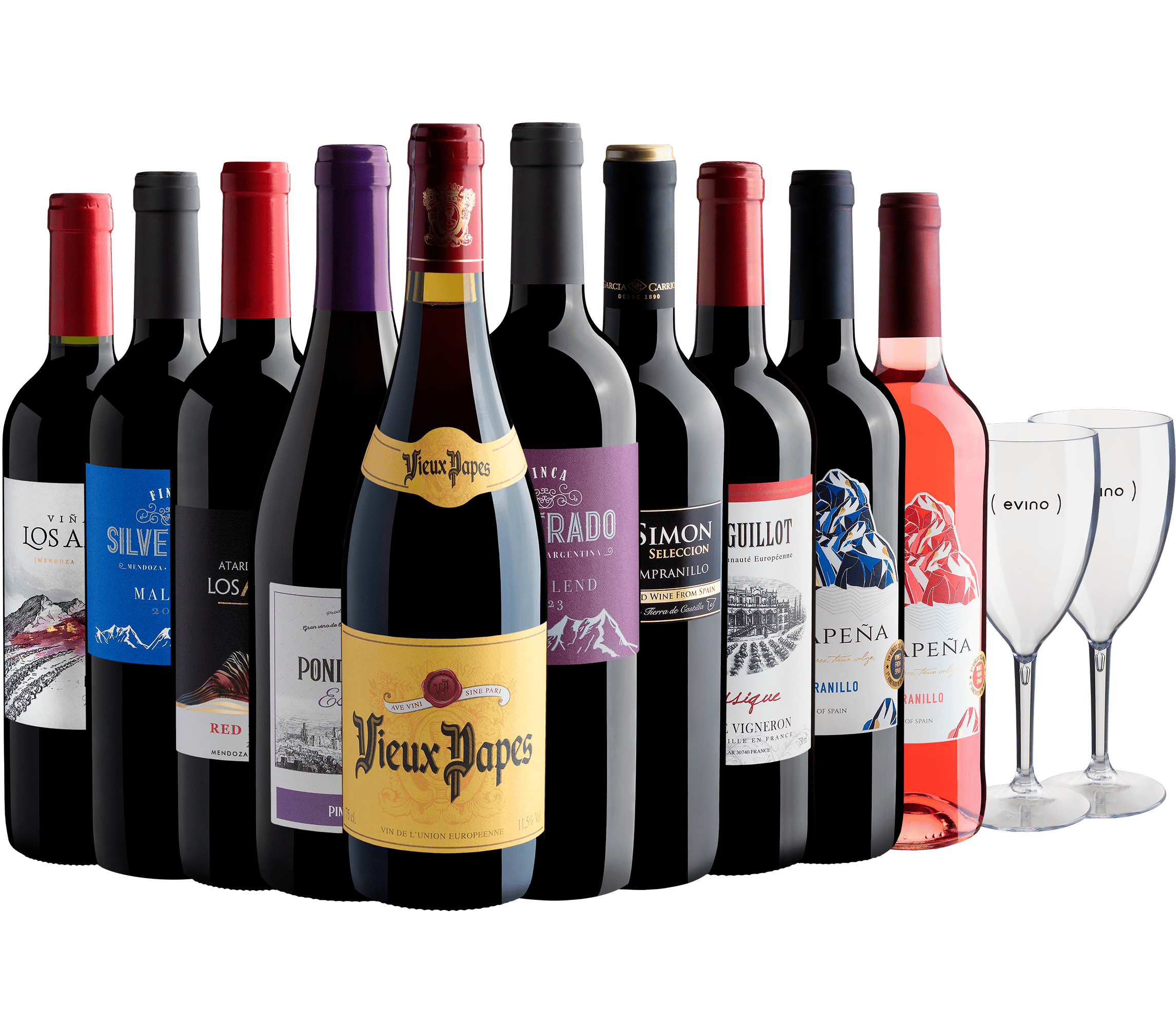 Kit 10 Vinhos + 2 Taças