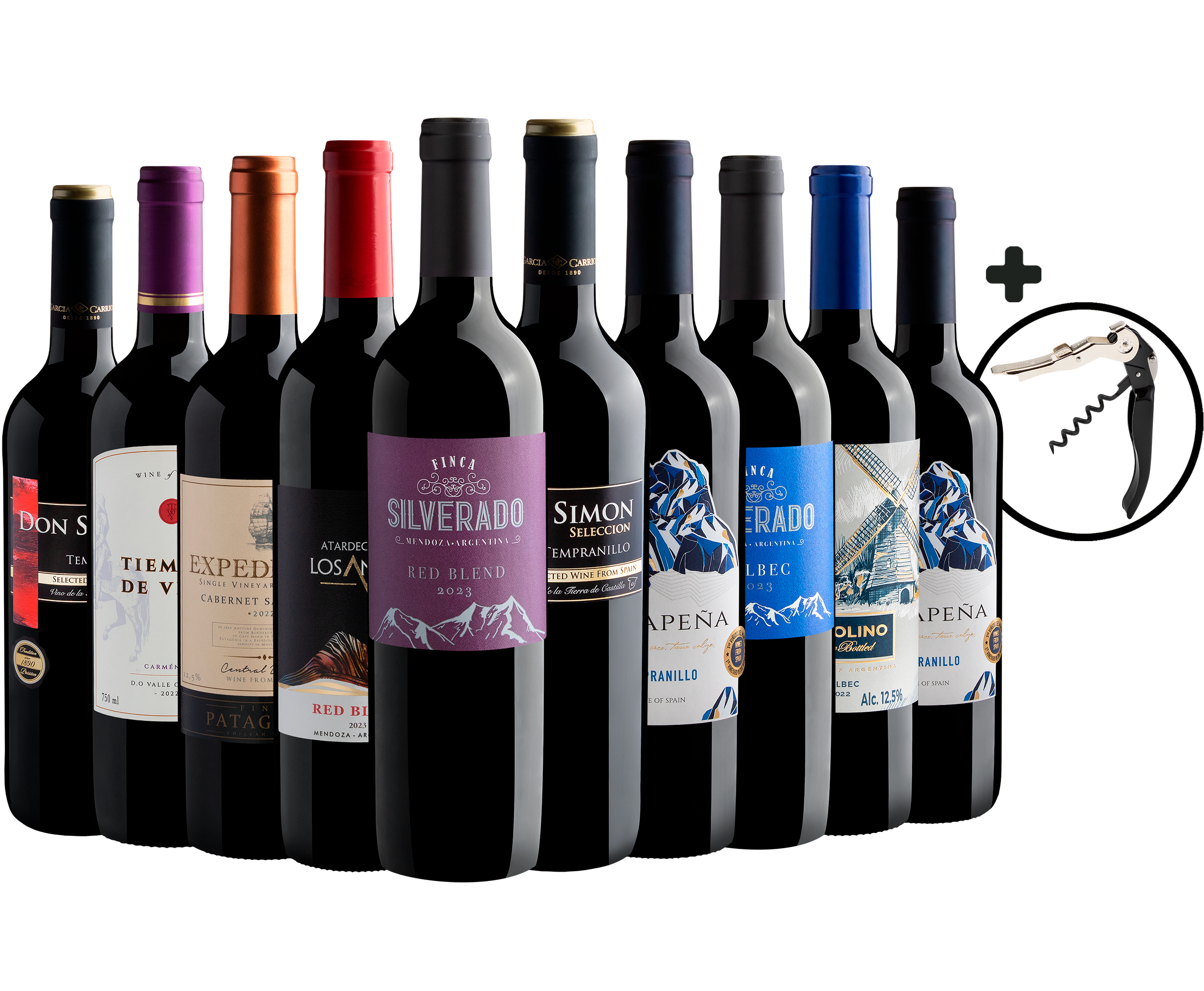 Kit 10 Vinhos + Saca-Rolhas 