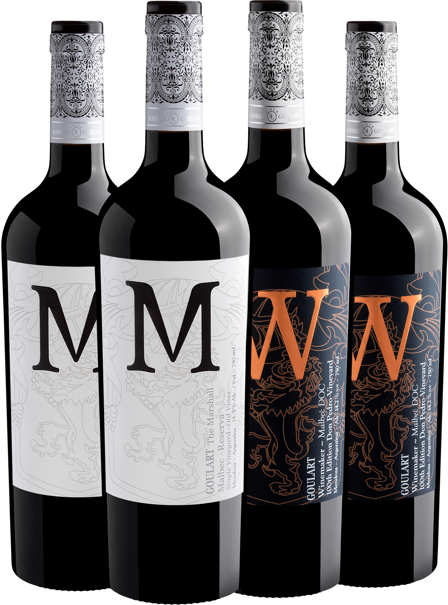 Kit Malbec: 2 Goulart M The Marshall Reserva + 2 Goulart W Winemaker por R$74,90 cada garrafa