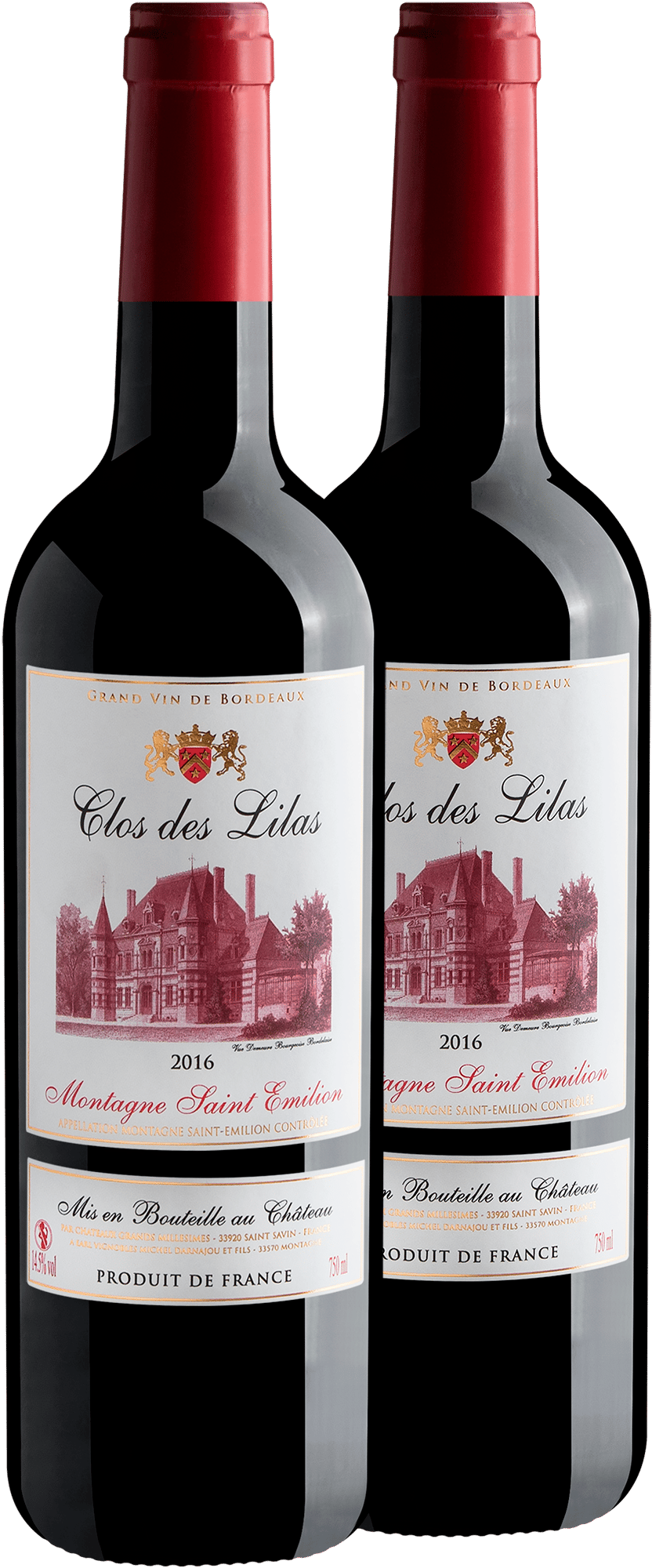 Kit 2 Clos de Lilas Montagne Saint-Émilion AOC por R$119,90 cada garrafa