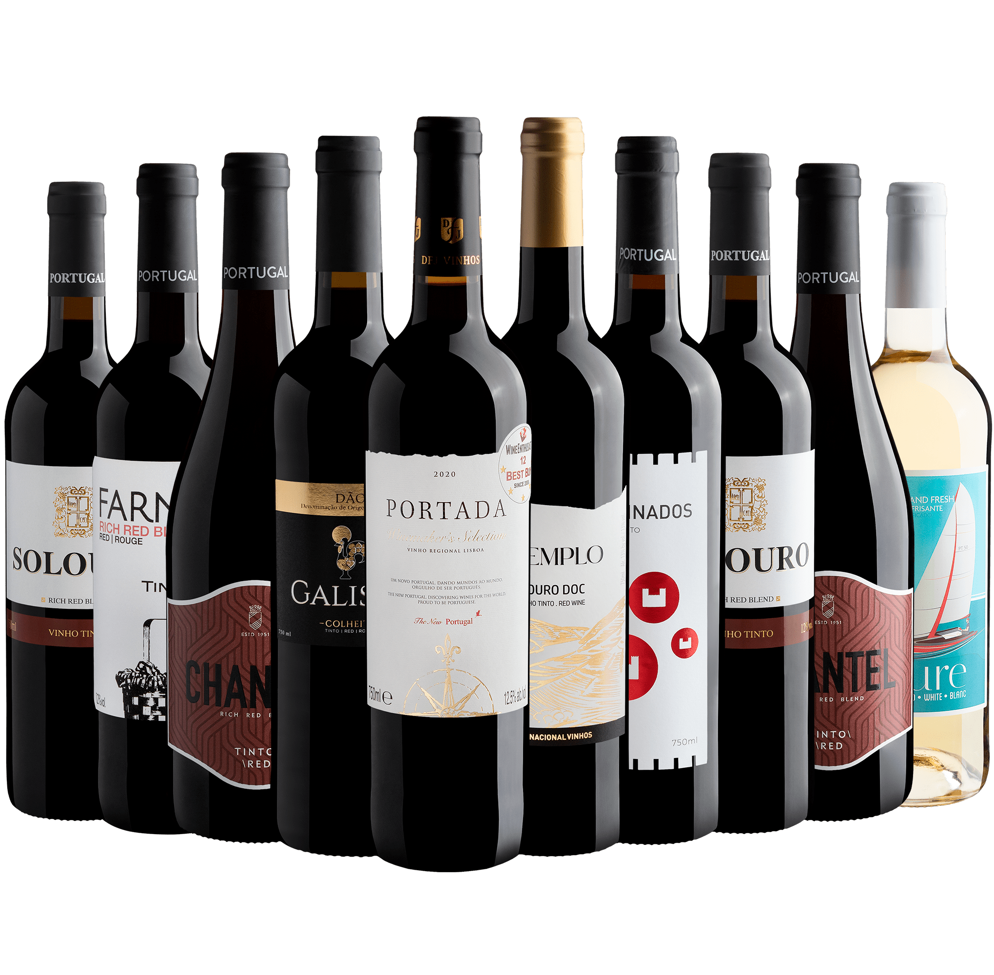 Kit 10 Vinhos Portugueses por R$34,90 cada garrafa