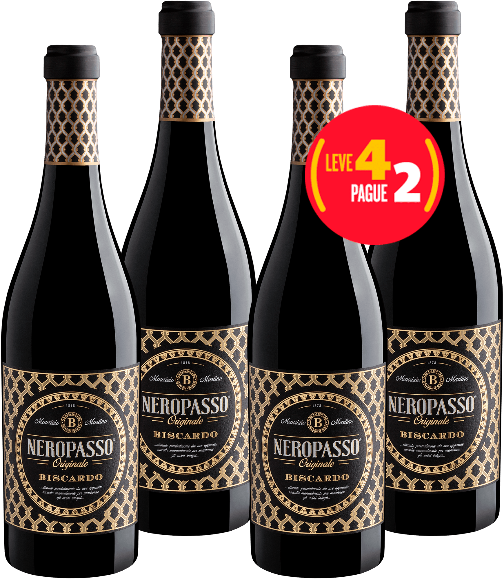 Kit Leve 4 Pague 2 Biscardo Neropasso Originale Rosso Veneto IGT