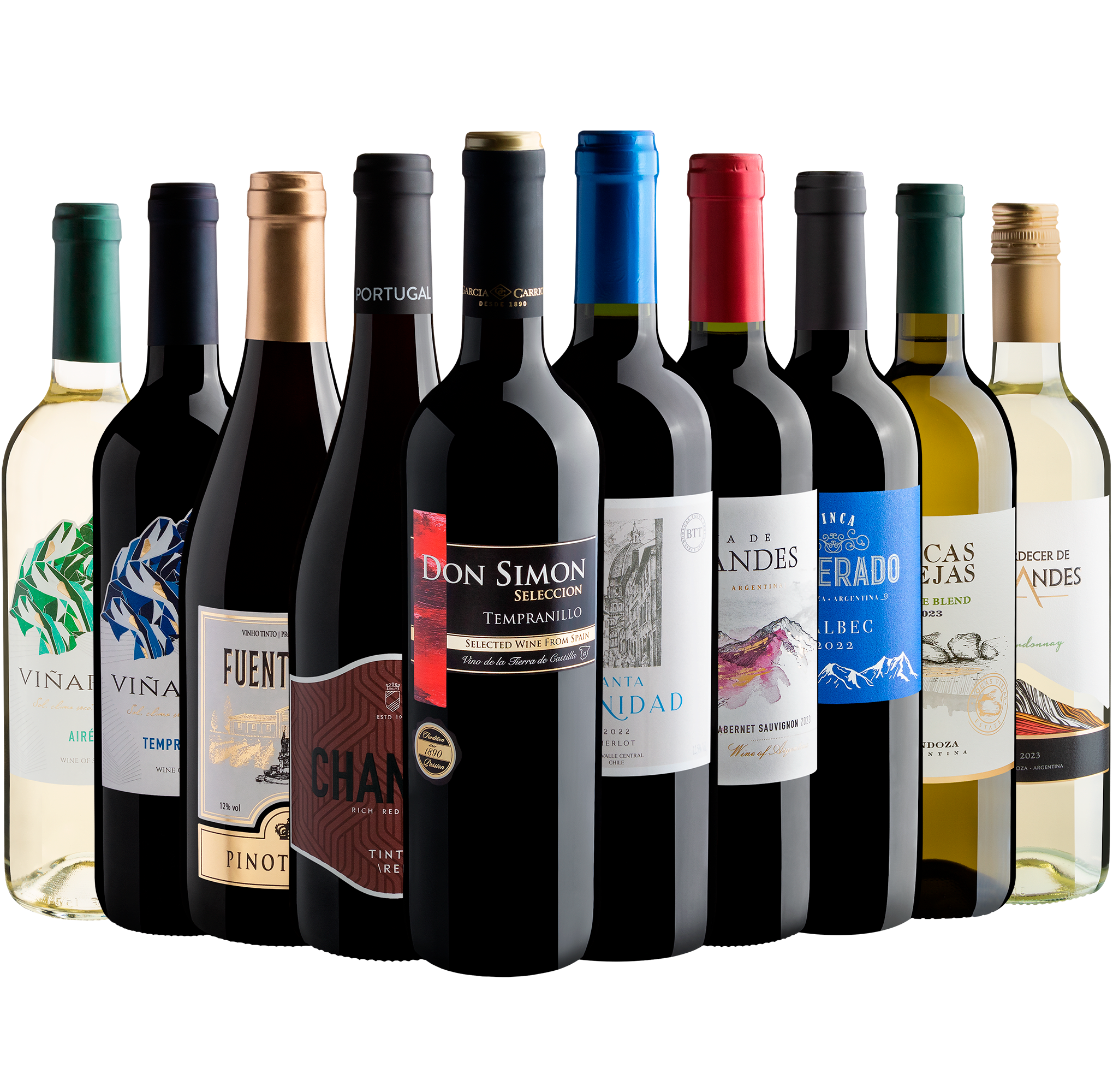 Kit 10 Vinhos por R$25,90 cada garrafa