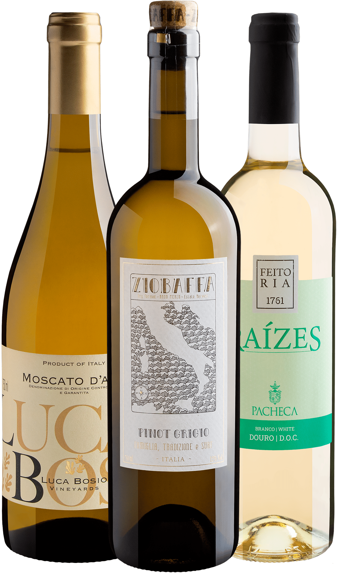 Kit 3 Vinhos Brancos Premium do Velho Mundo por R$69,90 cada garrafa