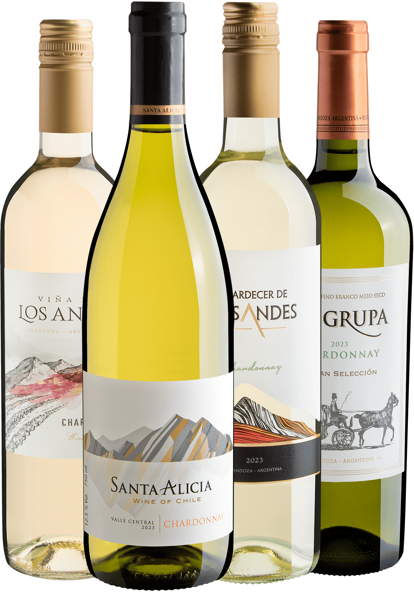 Kit 4 Chardonnays por R$28,90 cada garrafa 