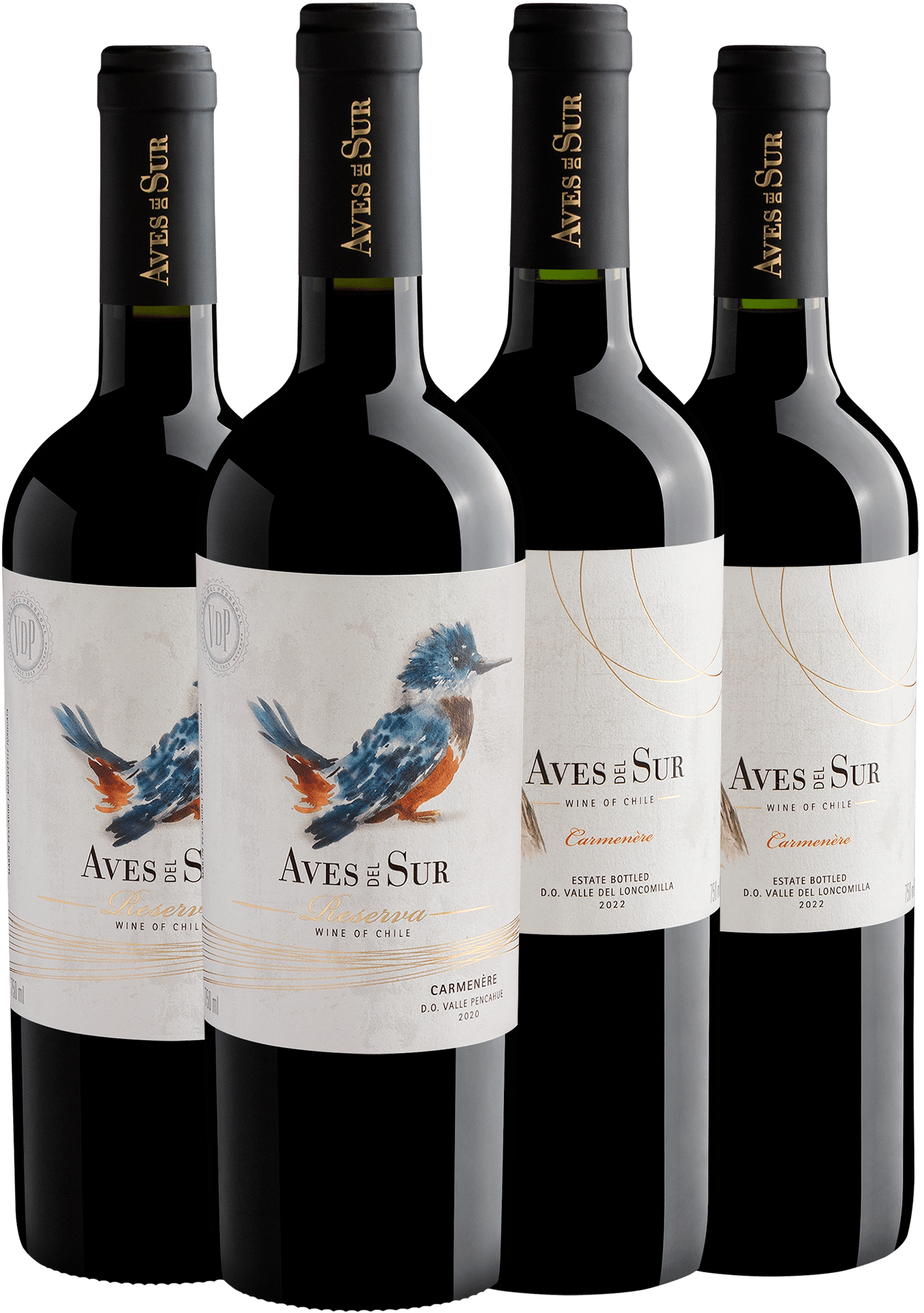 Kit Aves Del Sur: 2 Carménère Reserva + 2 Carménère