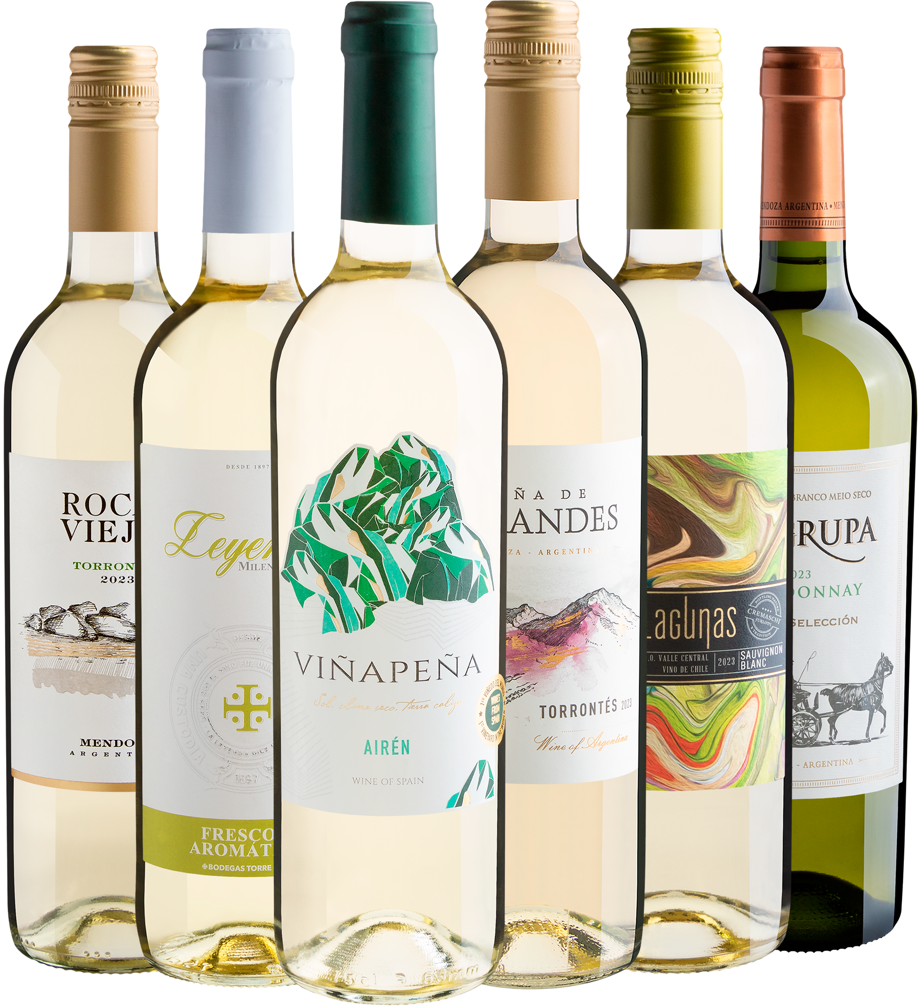 Kit 6 Vinhos Brancos por R$25,90 cada garrafa