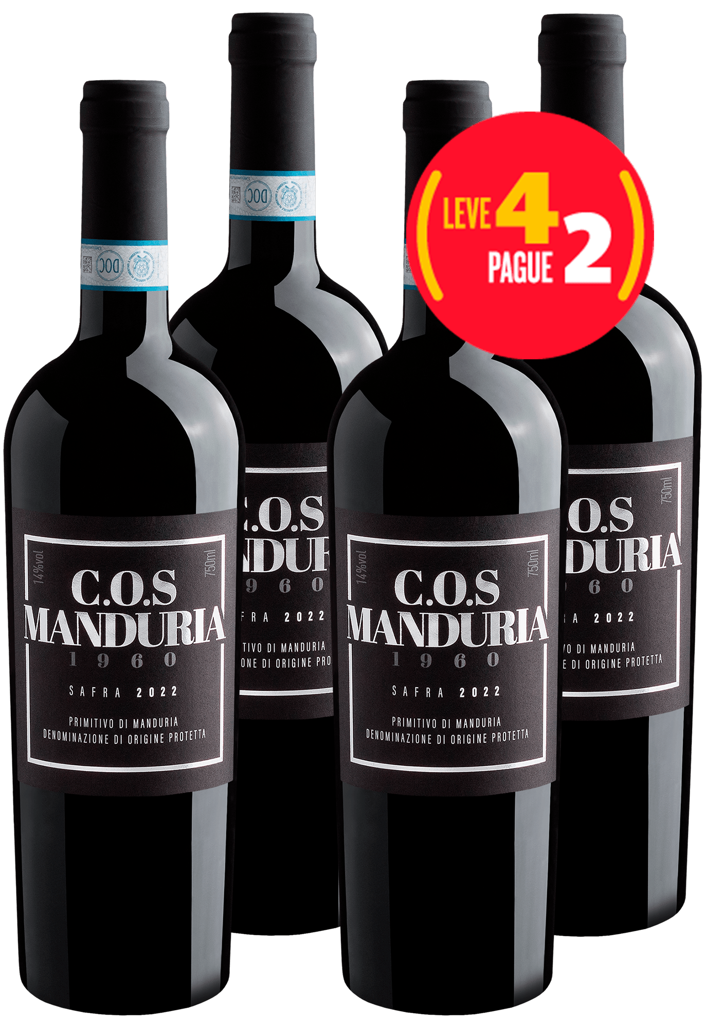 Kit Leve 4 Pague 2 C.O.S 1960 Primitivo di Manduria DOP 