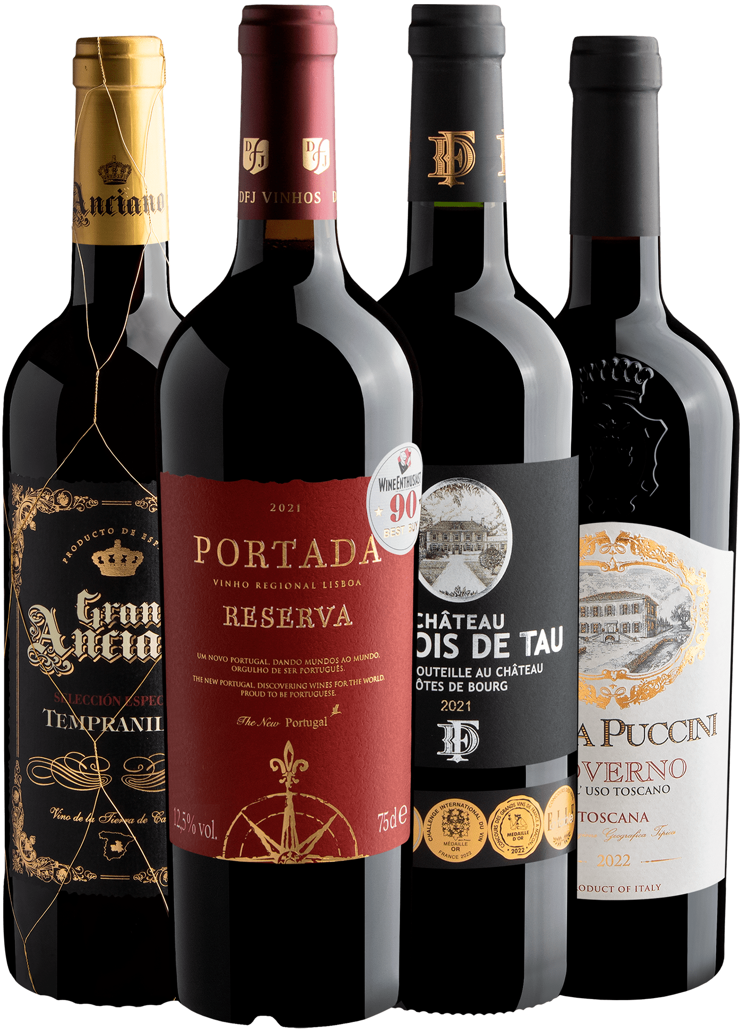 Kit Seleção Premium | 4 Vinhos por R$69,90 cada garrafa