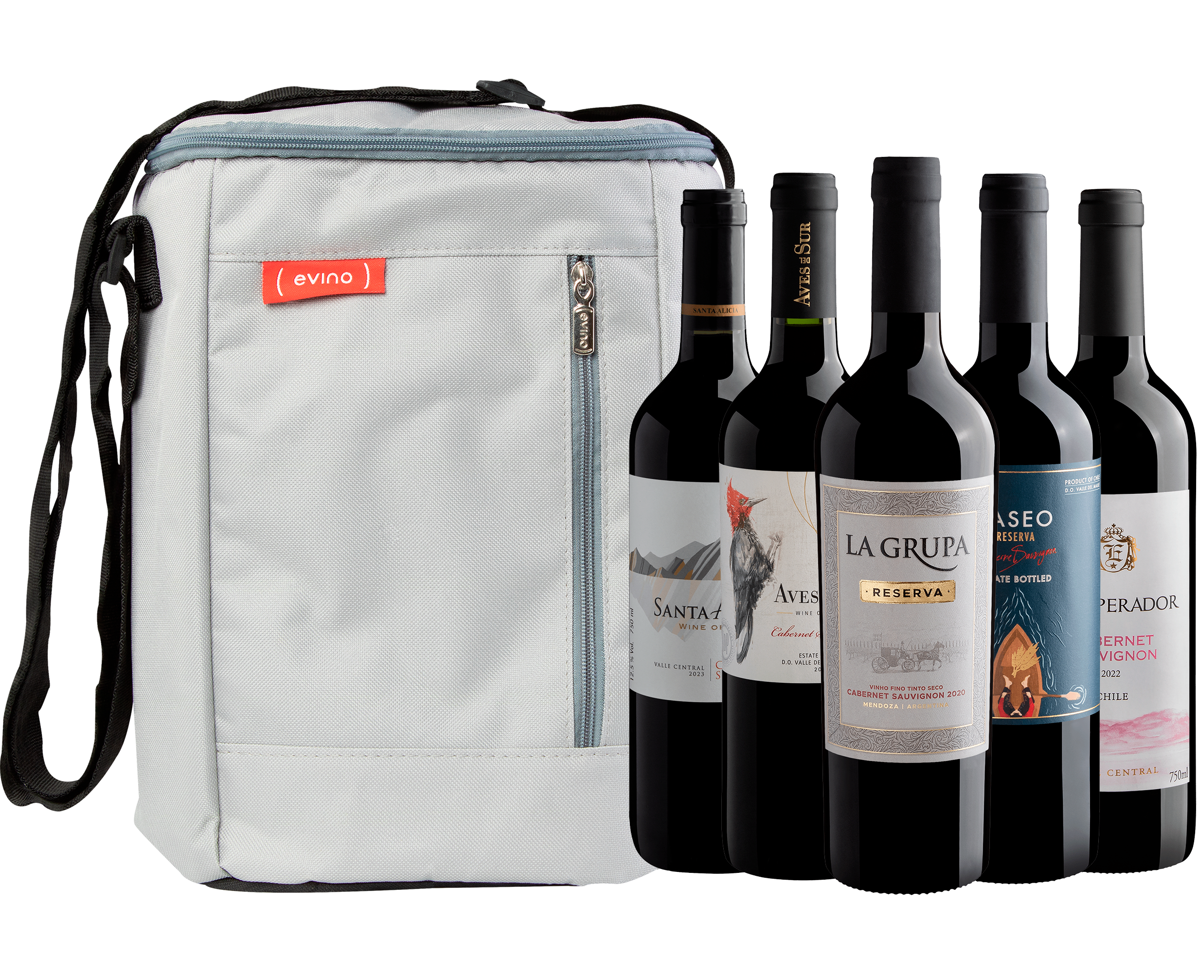 Kit 5 Cabernets Sauvignons com La Grupa Reserva + Bolsa Térmica 