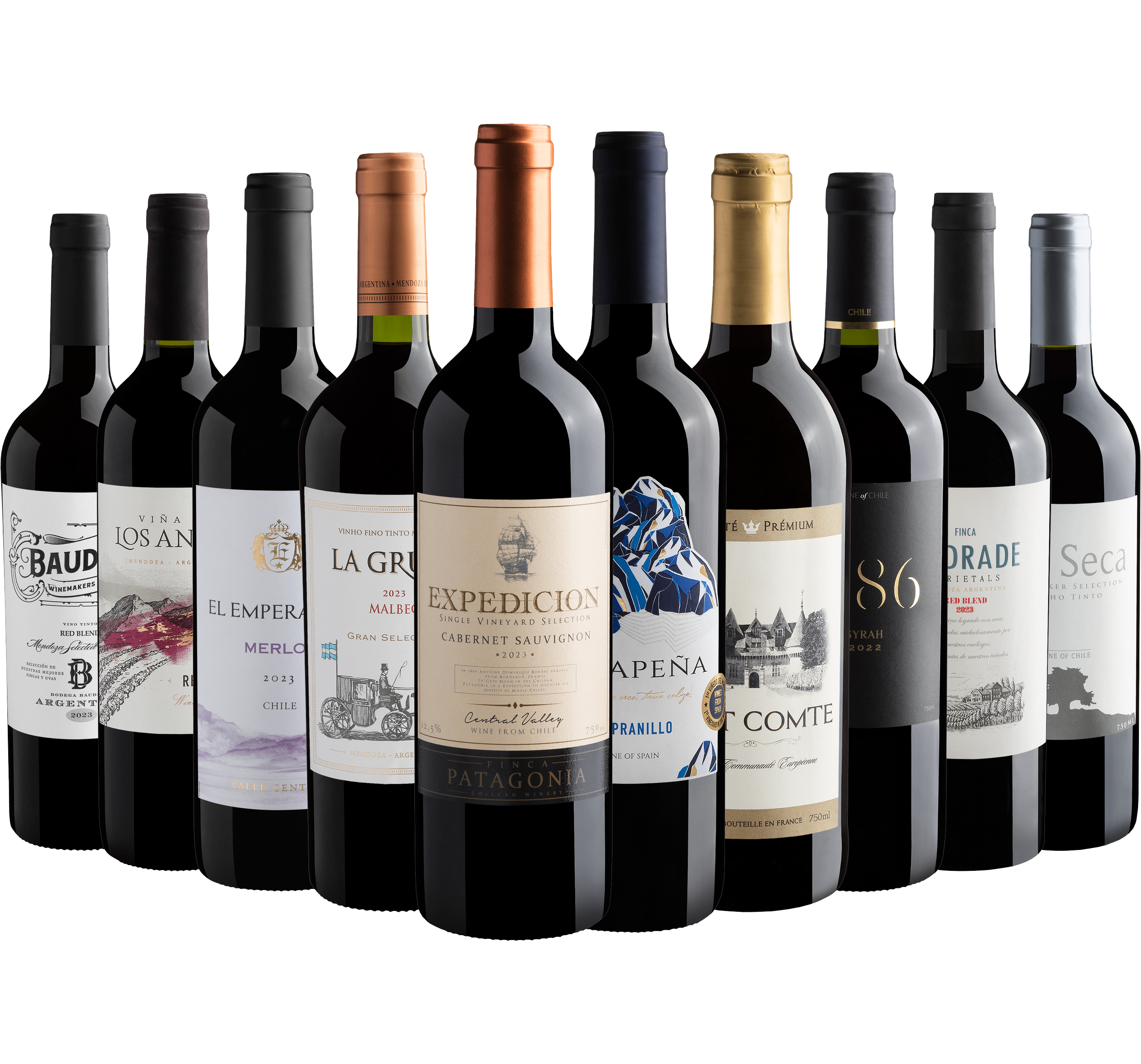 Kit 10 Vinhos por R$23,90 cada garrafa