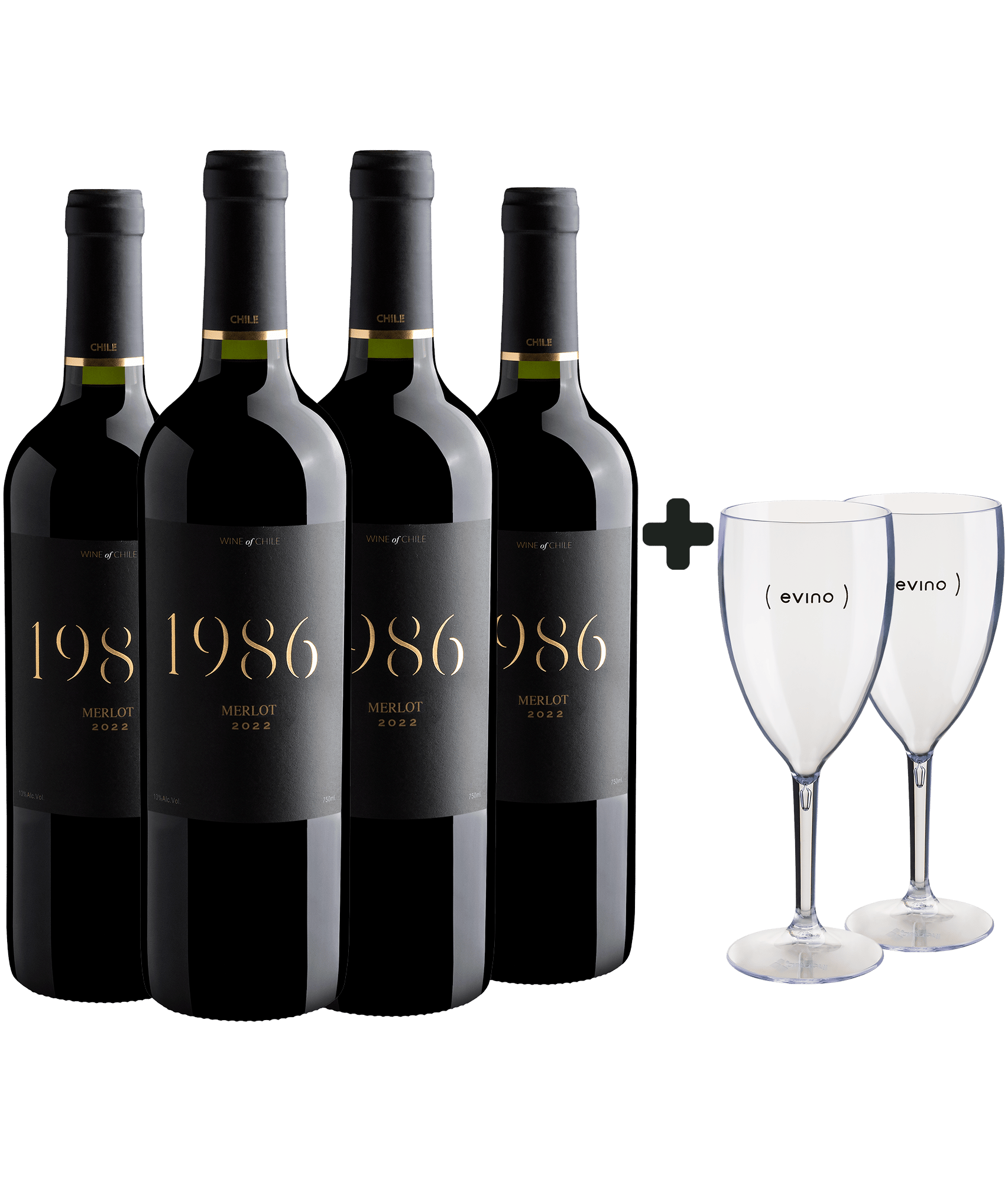 Kit 4 1986 Merlot por R$ 29,90 cada garrafa + 2 Taças Grátis