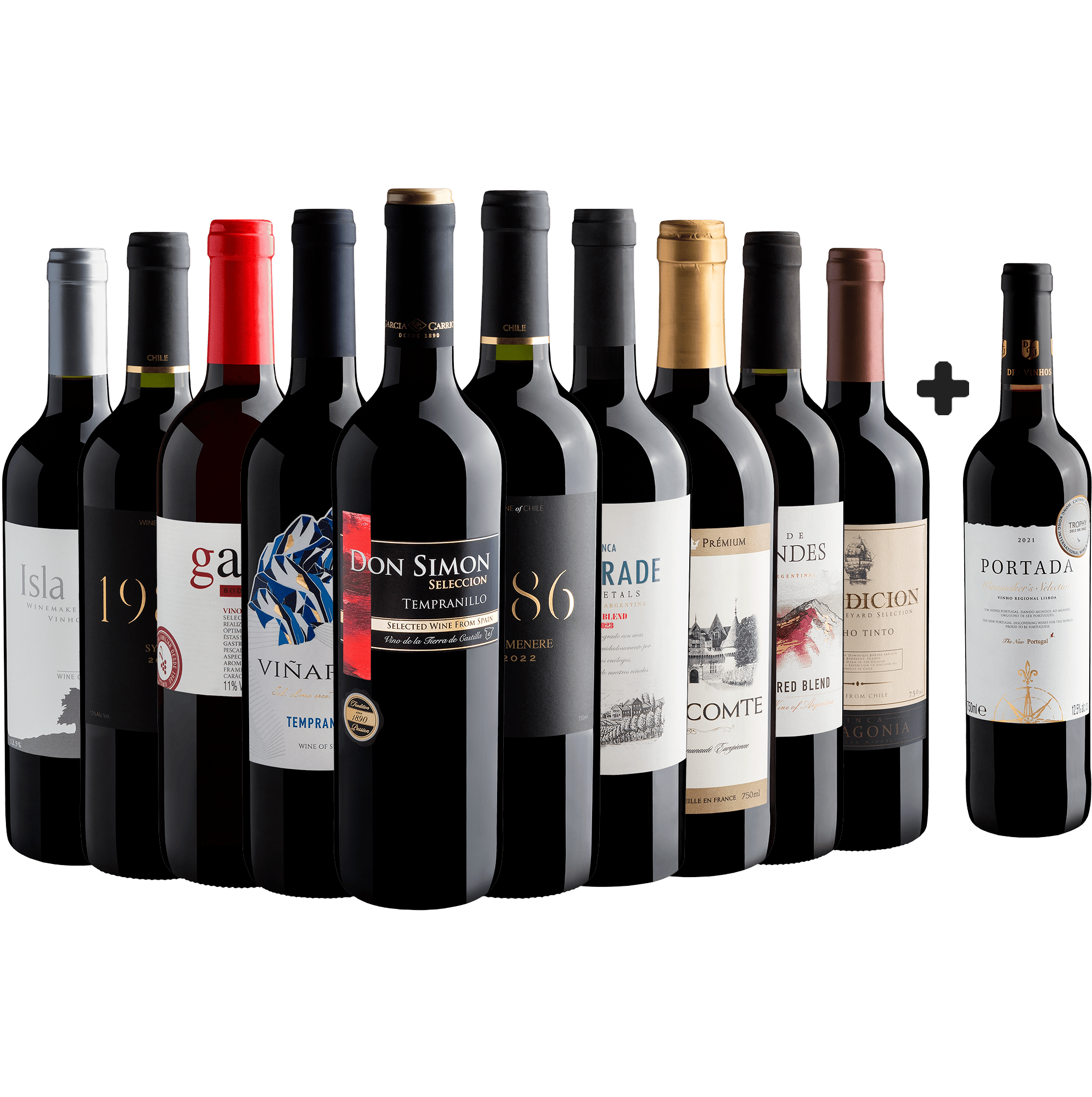 Kit 10 Vinhos por R$29,90 cada garrafa + 1 Portada Grátis 