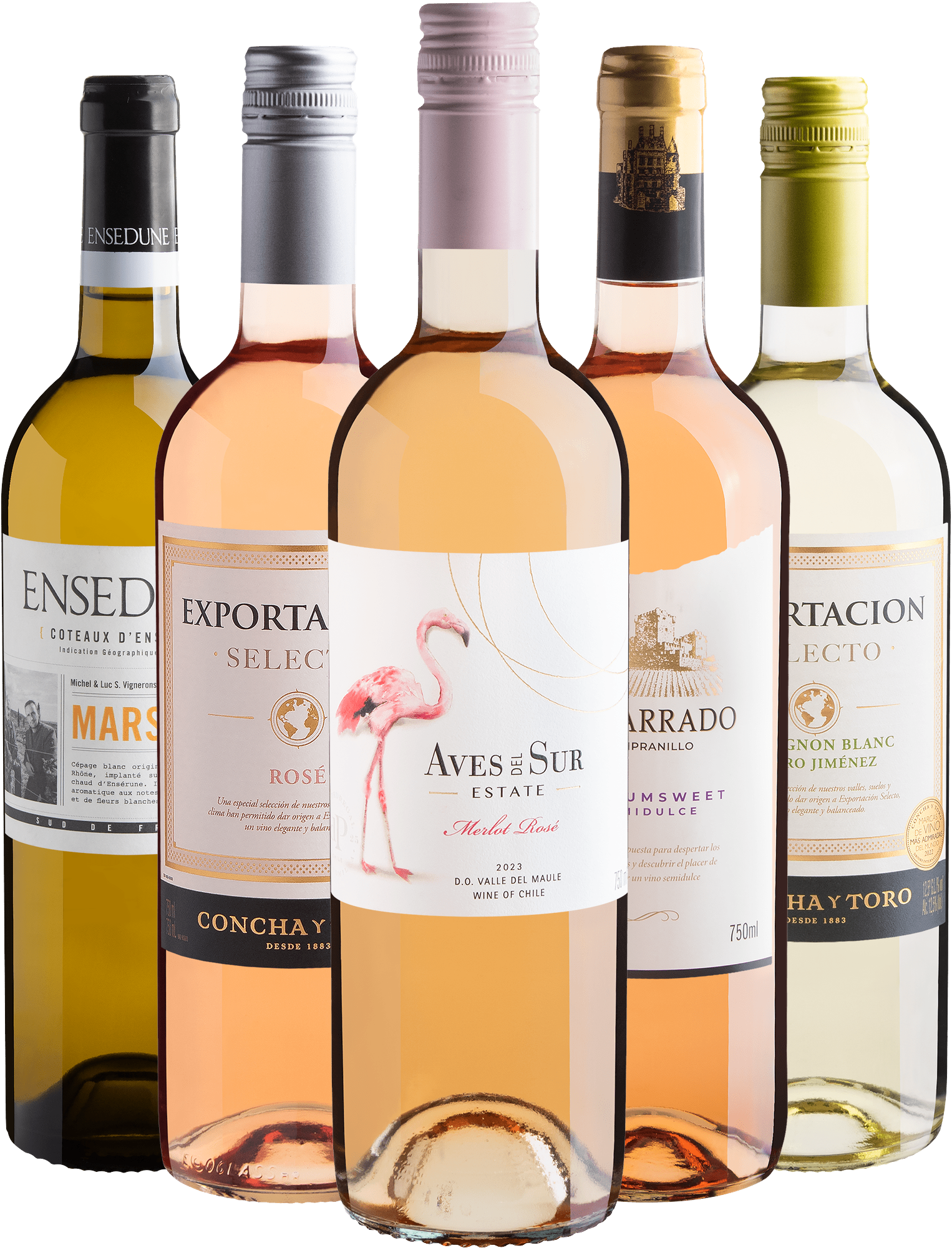 Kit 5 Vinhos Frutados por R$34,90 cada garrafa