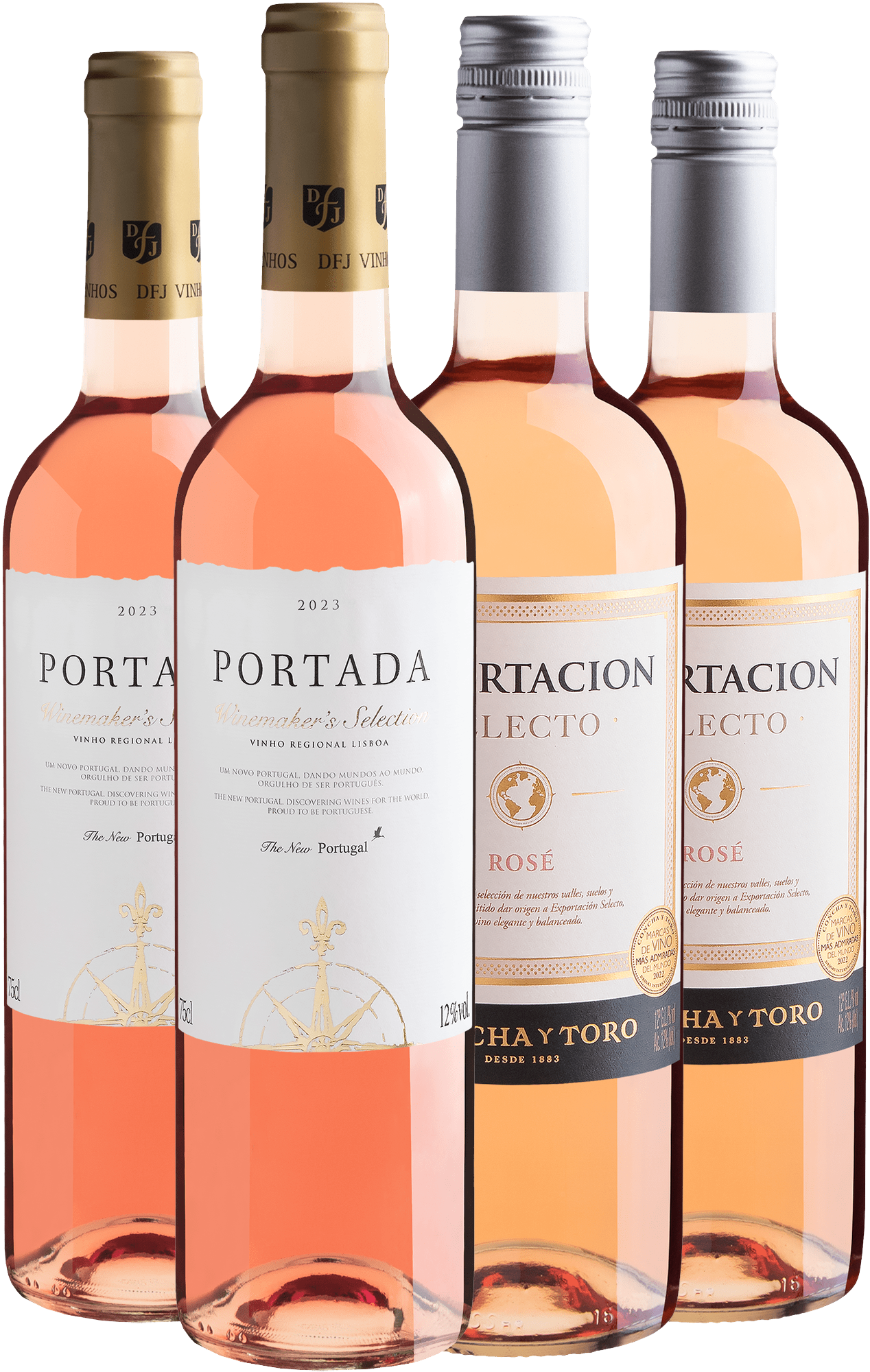 Kit Rosés Frutados | 2 Portada Winemaker's + 2 Concha y Toro Exportacion