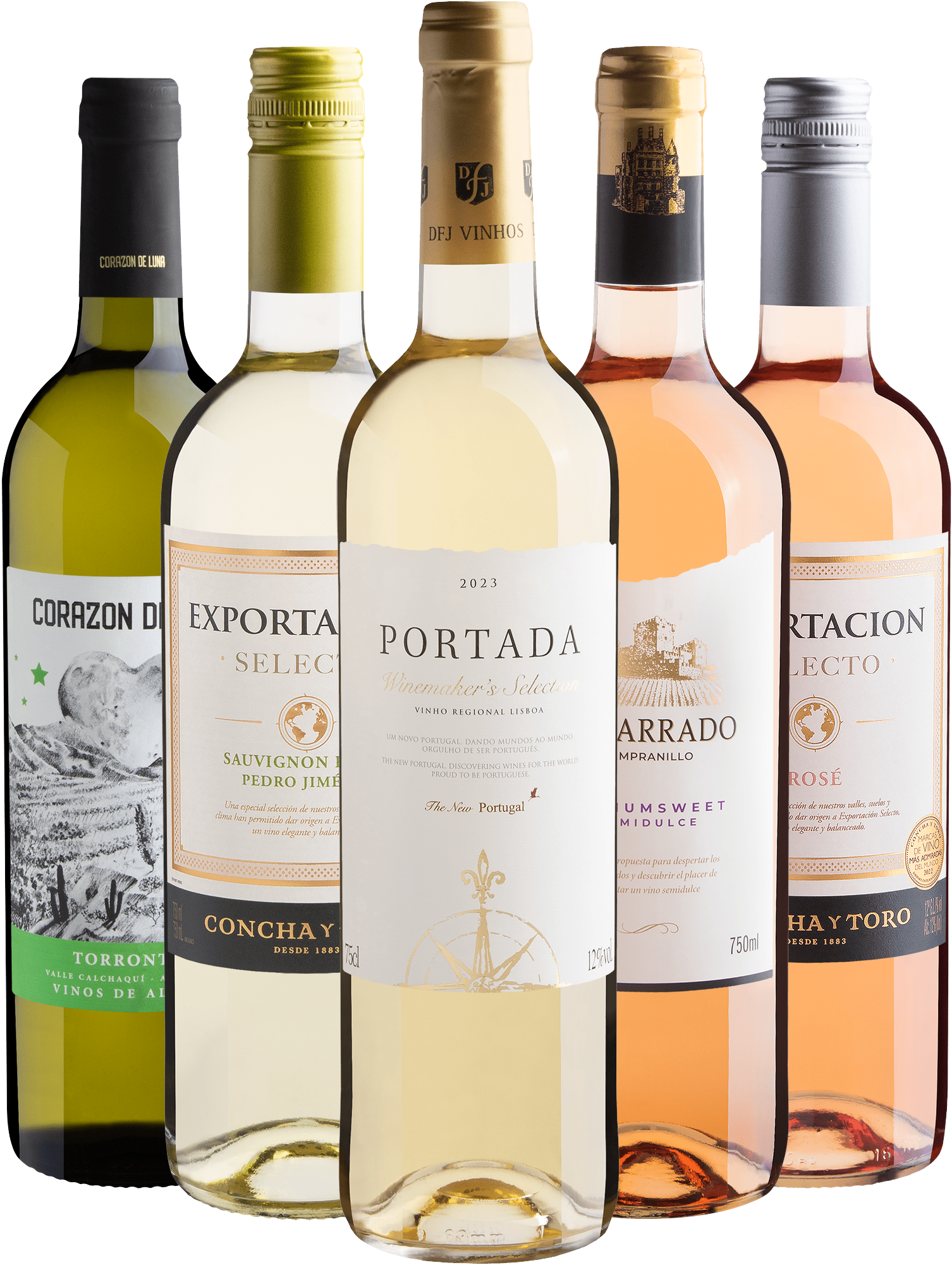 Kit 5 Vinhos por R$34,90 cada garrafa