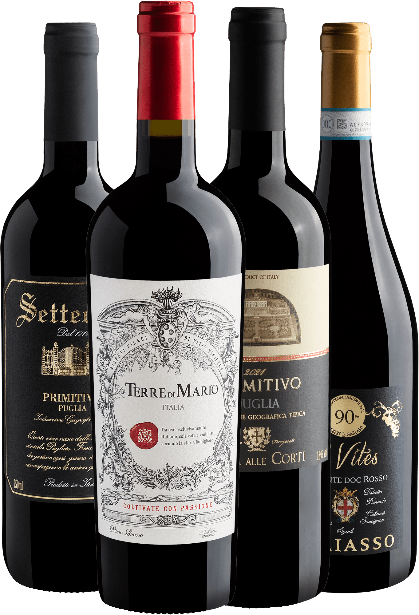 Kit 4 Tintos Italianos 94+ Pontos por R$54,90 cada garrafa 