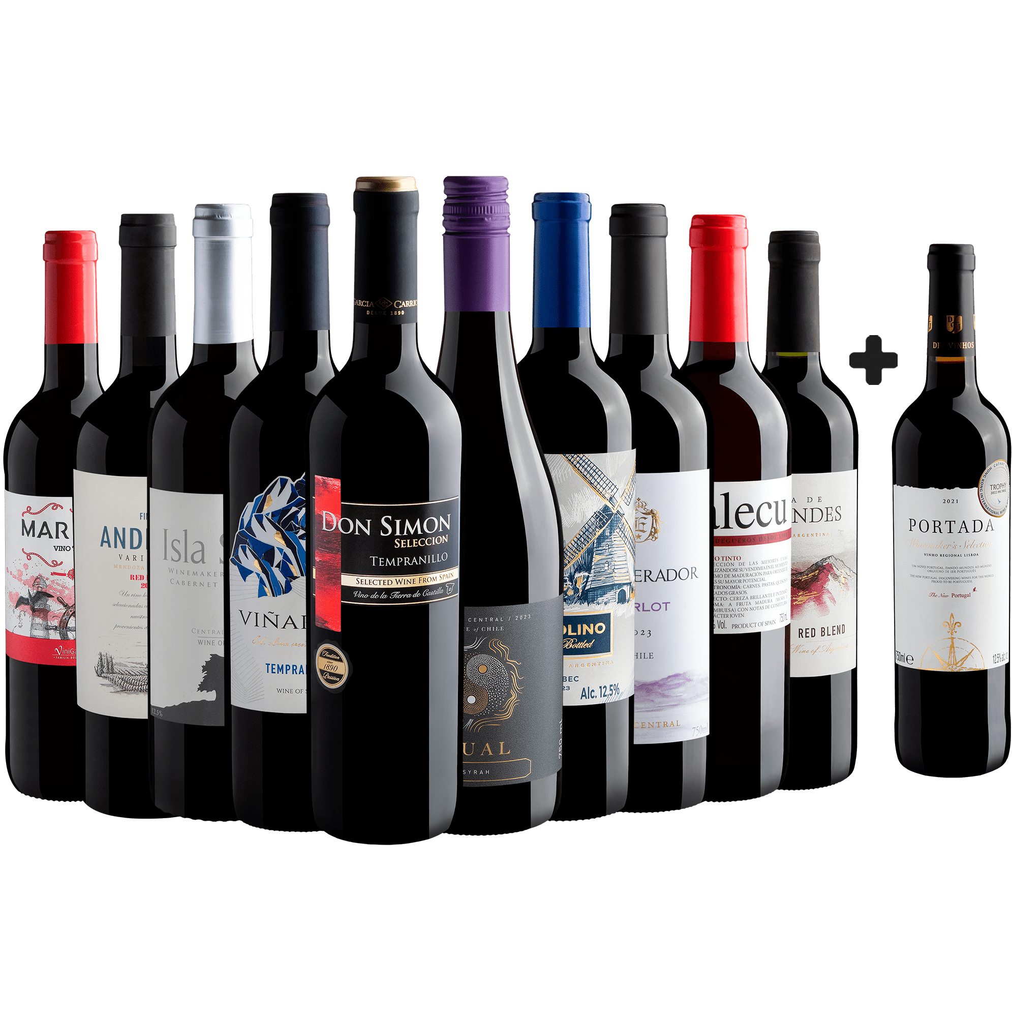 Kit 10 Tintos por R$29,90 cada garrafa + 1 Portada Winemaker's Grátis