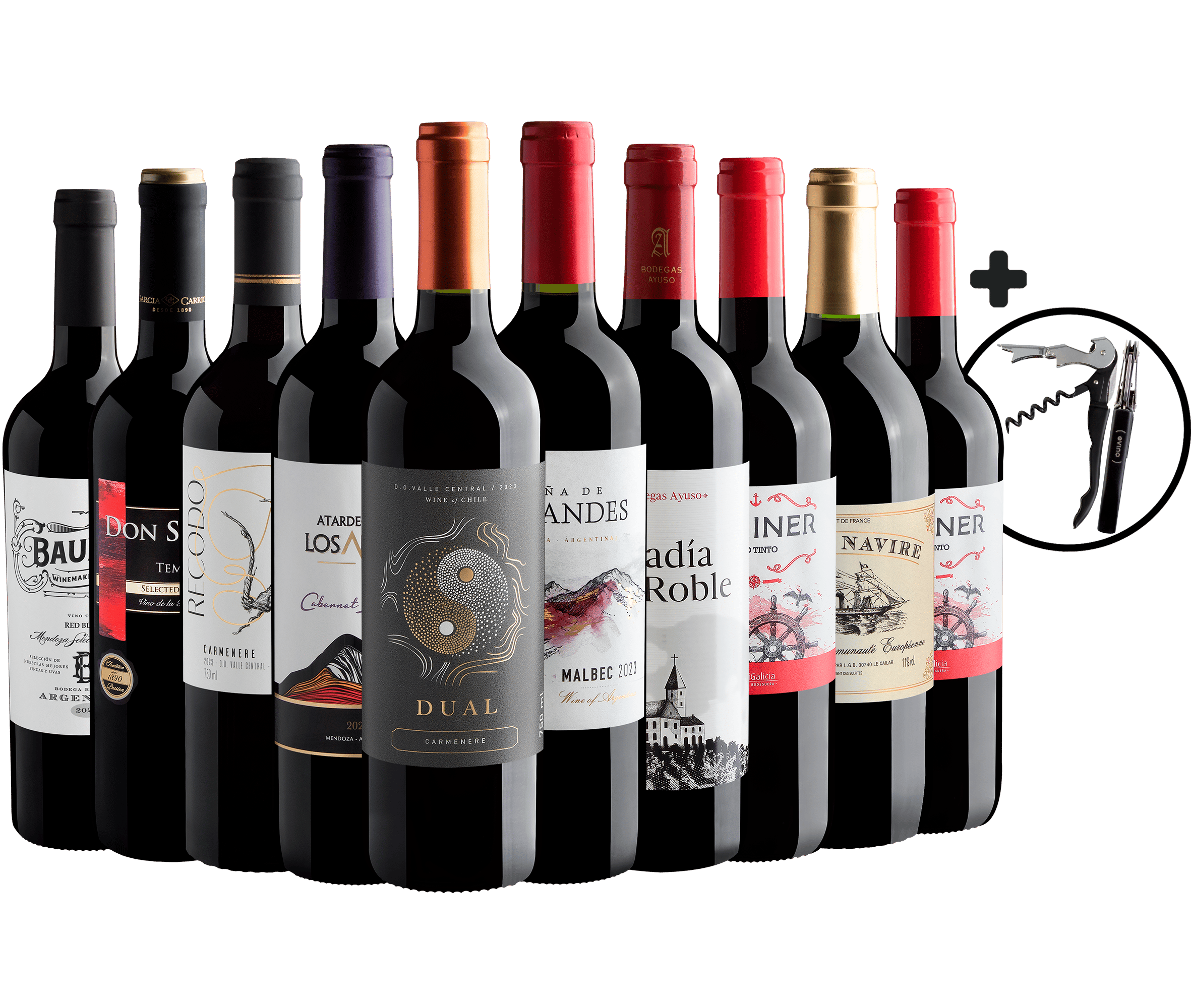 Kit 10 Vinhos por R$29,90 cada garrafa + Saca-Rolhas Grátis