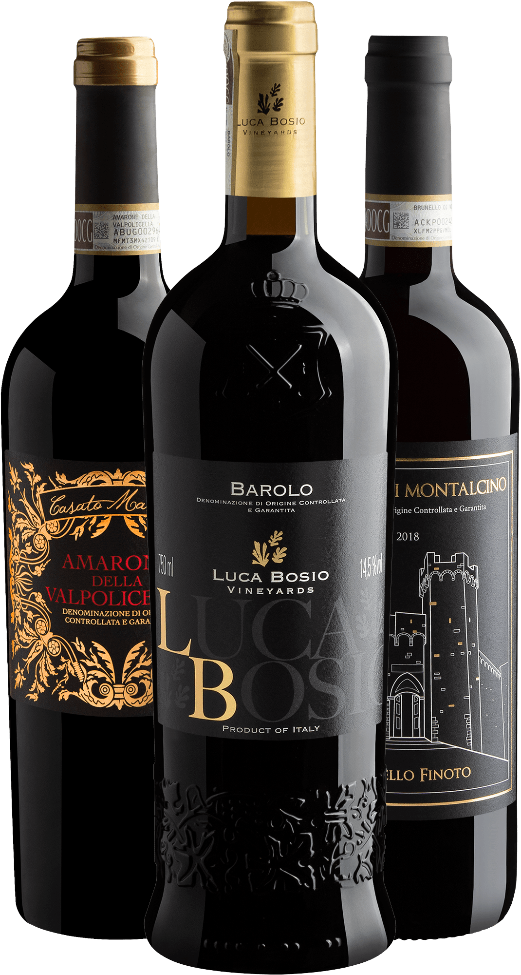 Kit Ícones da Itália | 1 Barolo + 1 Brunello + 1 Amarone