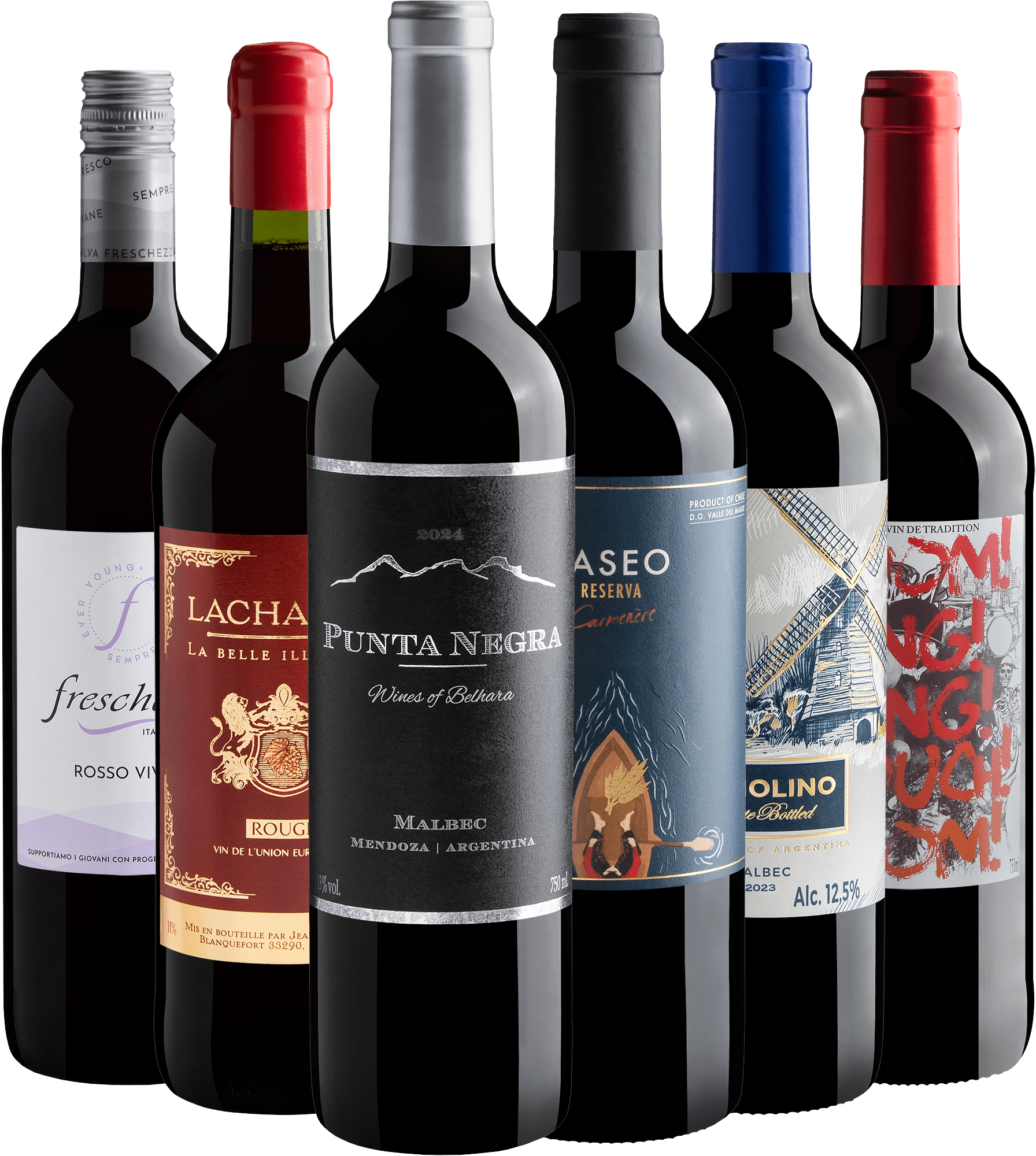 Kit 6 Tons de Tintos por R$29,90 cada garrafa