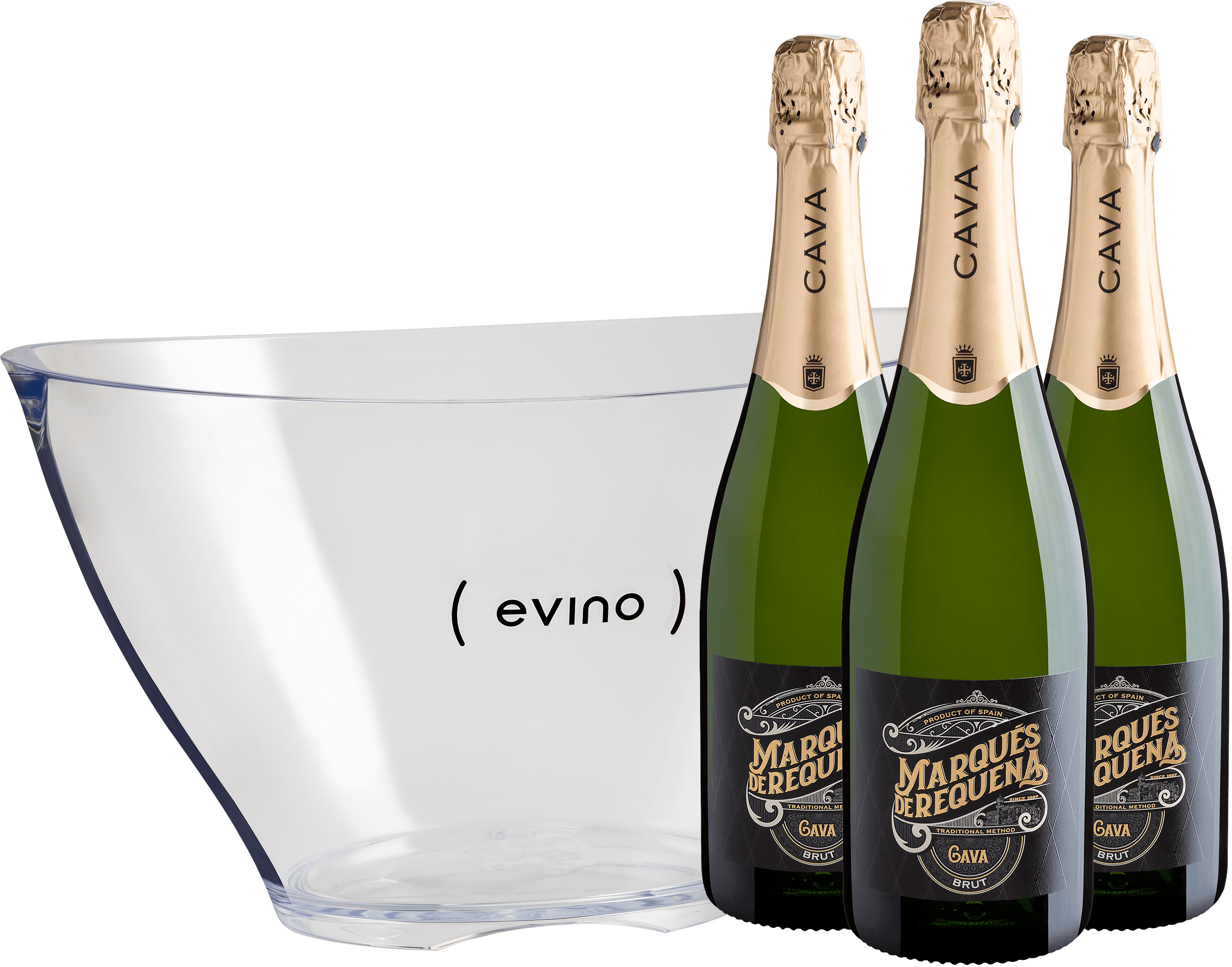 Kit Noite Especial | 3 Marqués de Requena Cava Brut + Champanheira Exclusiva