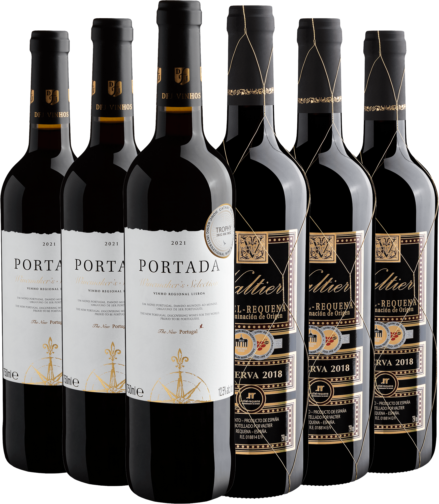 Kit 3 Portada Winemaker's + 3 Valtier Reserva Utiel-Requena DOP por R$44,90 cada garrafa