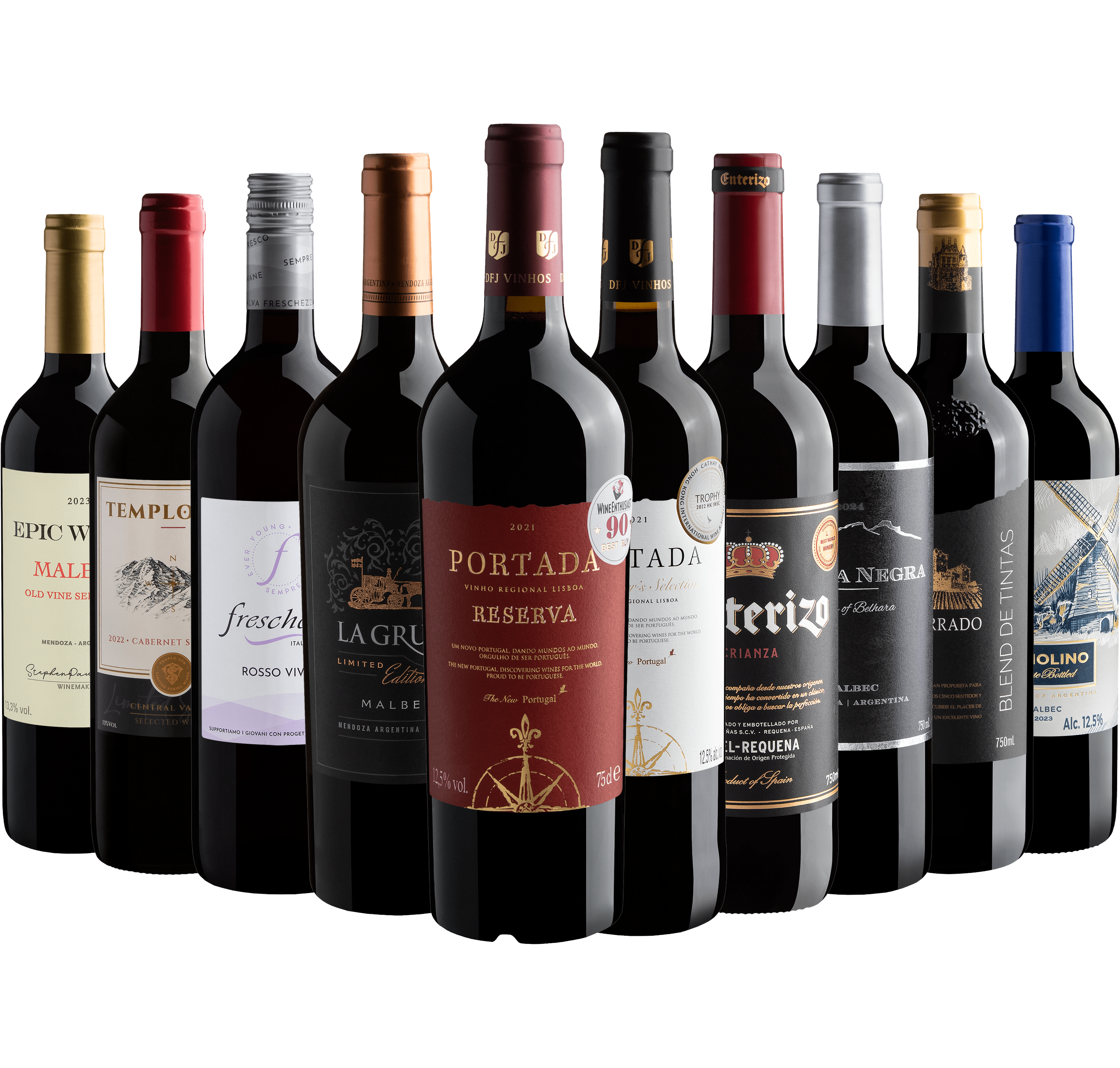 Kit 10 Vinhos com Portada Reserva por R$39,90 cada garrafa 
