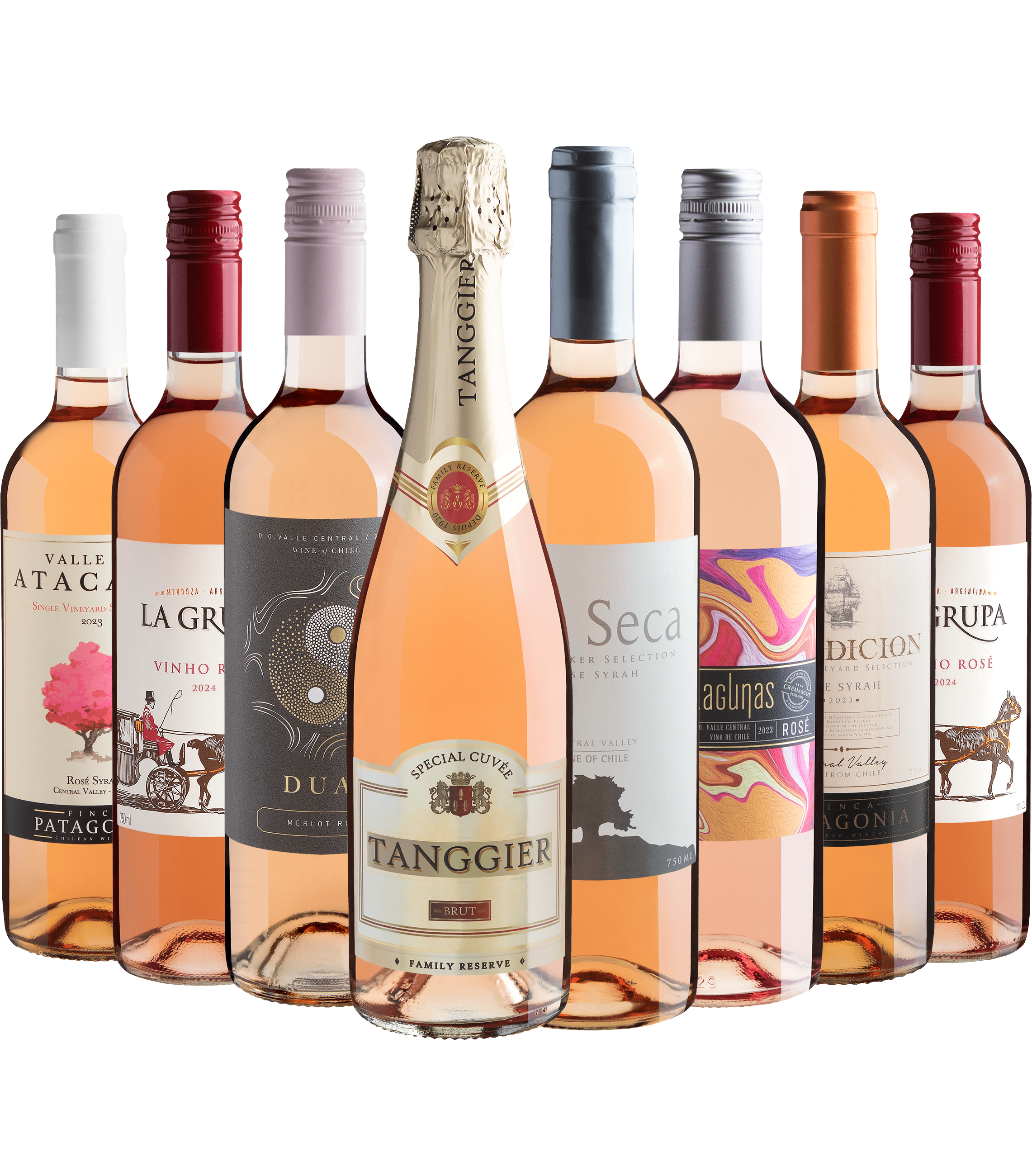 Kit 8 Rosés com Tanggier Brut por R$28,90 cada garrafa
