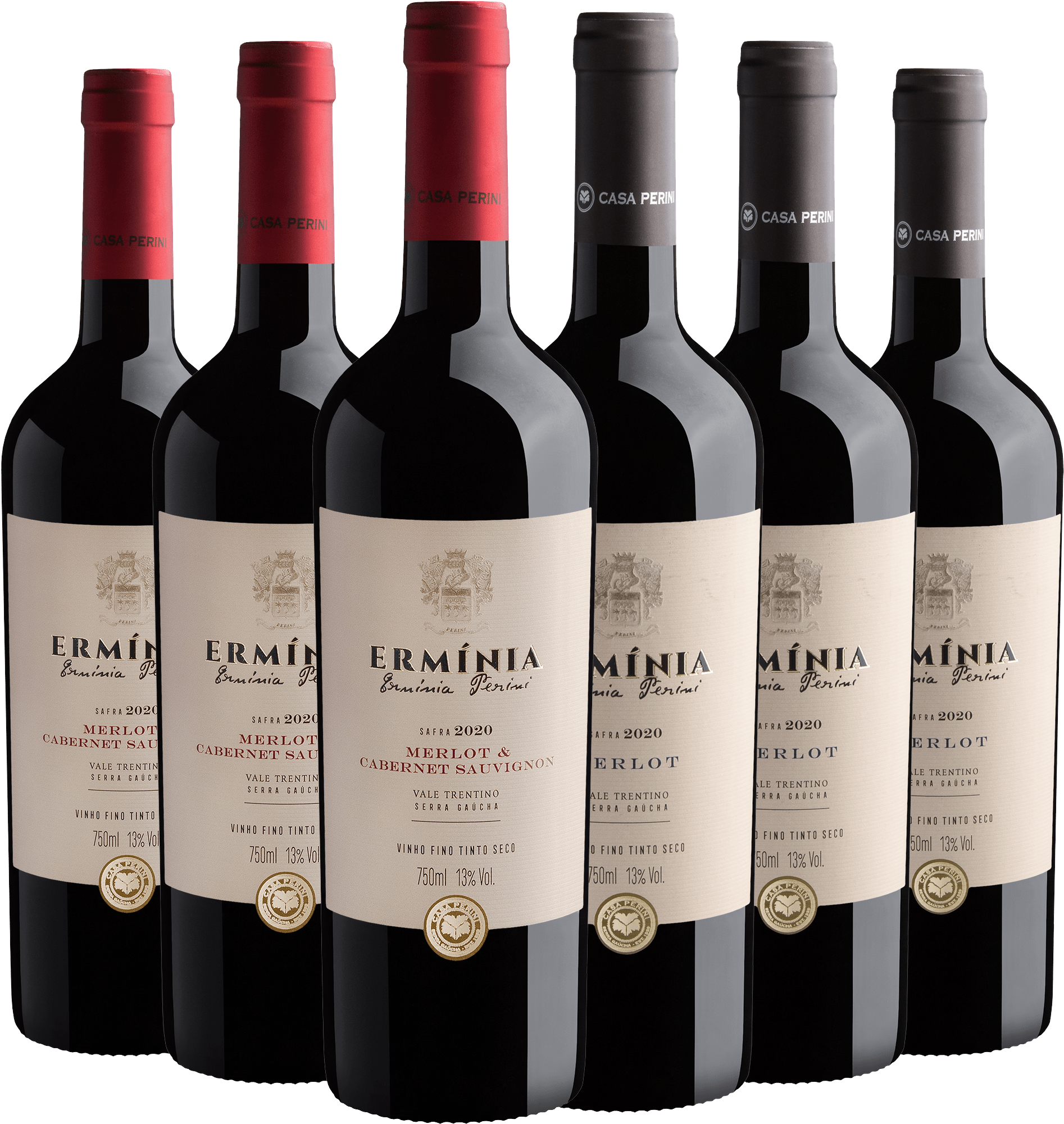 Kit Ermínia Perini | 3 Blend + 3 Merlot por R$39,90 cada garrafa