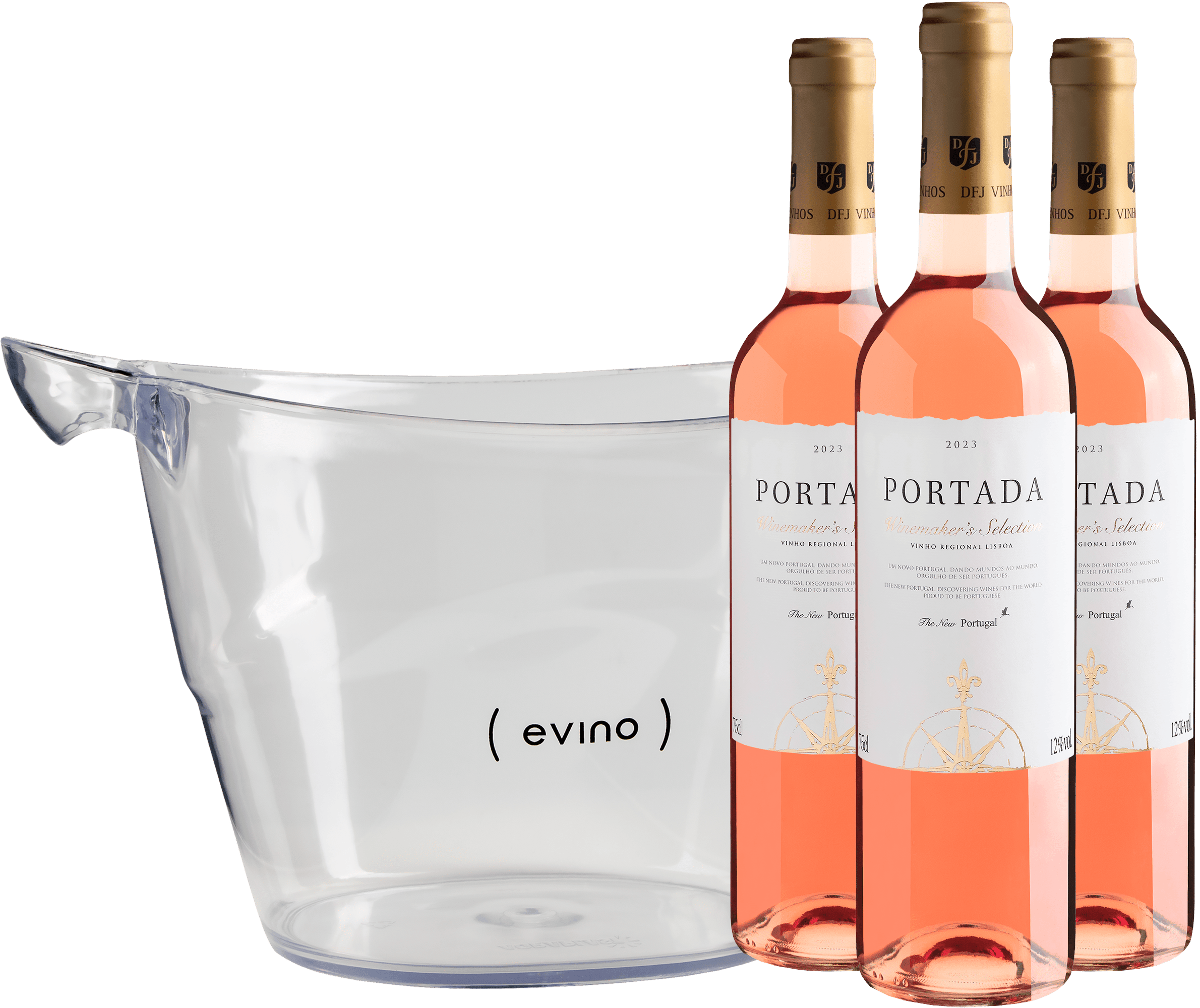 Kit 3 Portada Winemaker's Rosé por R$59,90 cada garrafa + Champanheira Grátis + Frete Grátis*