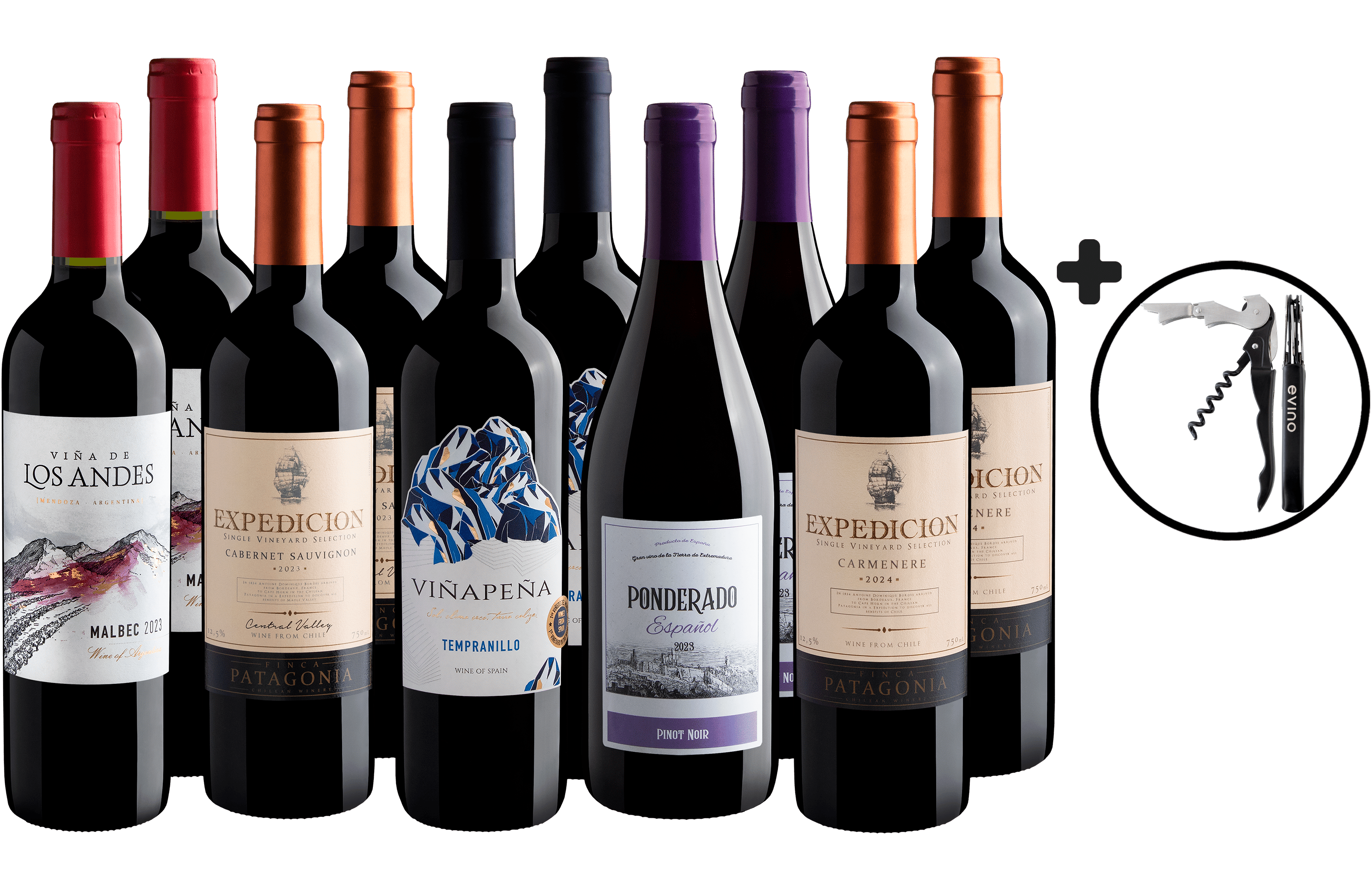 Kit Vinhos Mais Vendidos | 10 garrafas por R$27,90 cada + Saca-Rolhas Grátis 