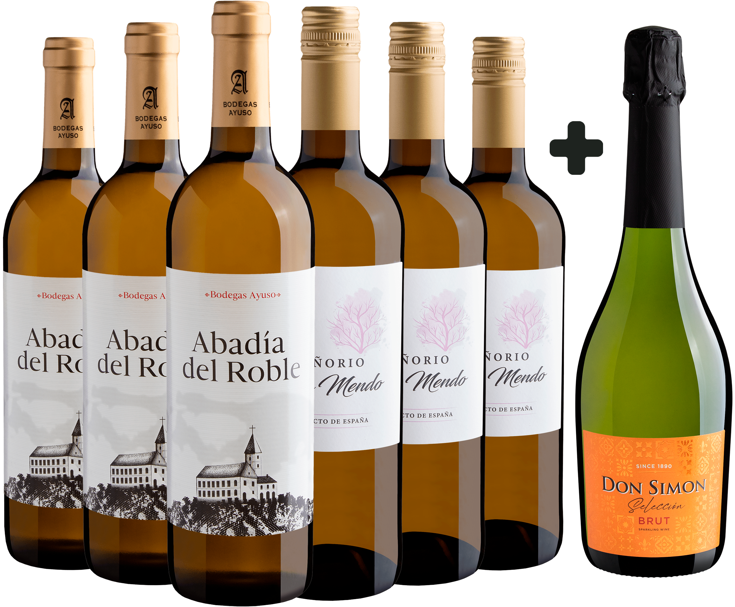Kit Leve 6 Vinhos Brancos Espanhóis por R$31,90 cada garrafa e Ganhe 1 Don Simon Brut