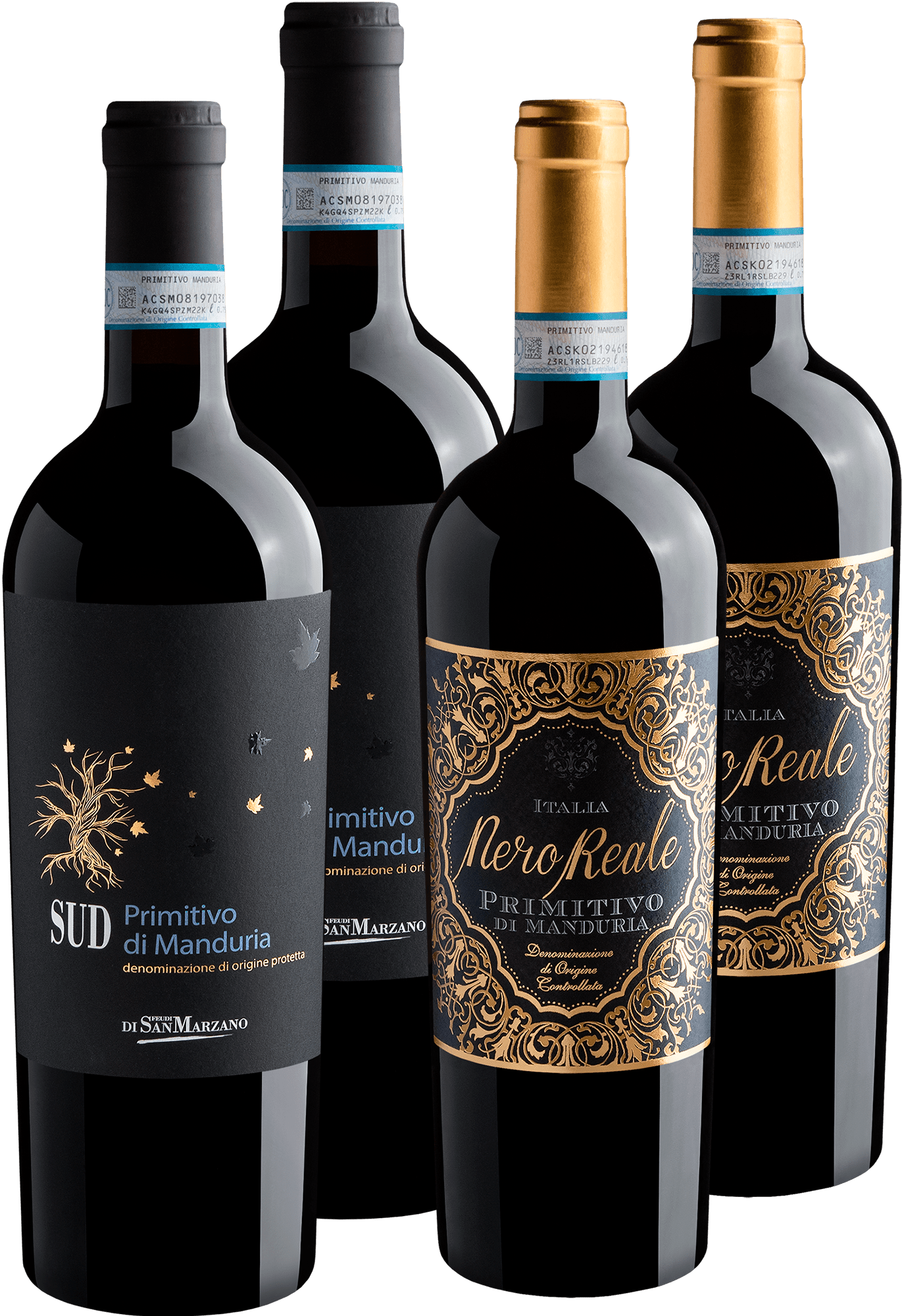 Kit Primitivos di Manduria | 2 San Marzano + 2 Nero Reale por R$99,90 cada garrafa