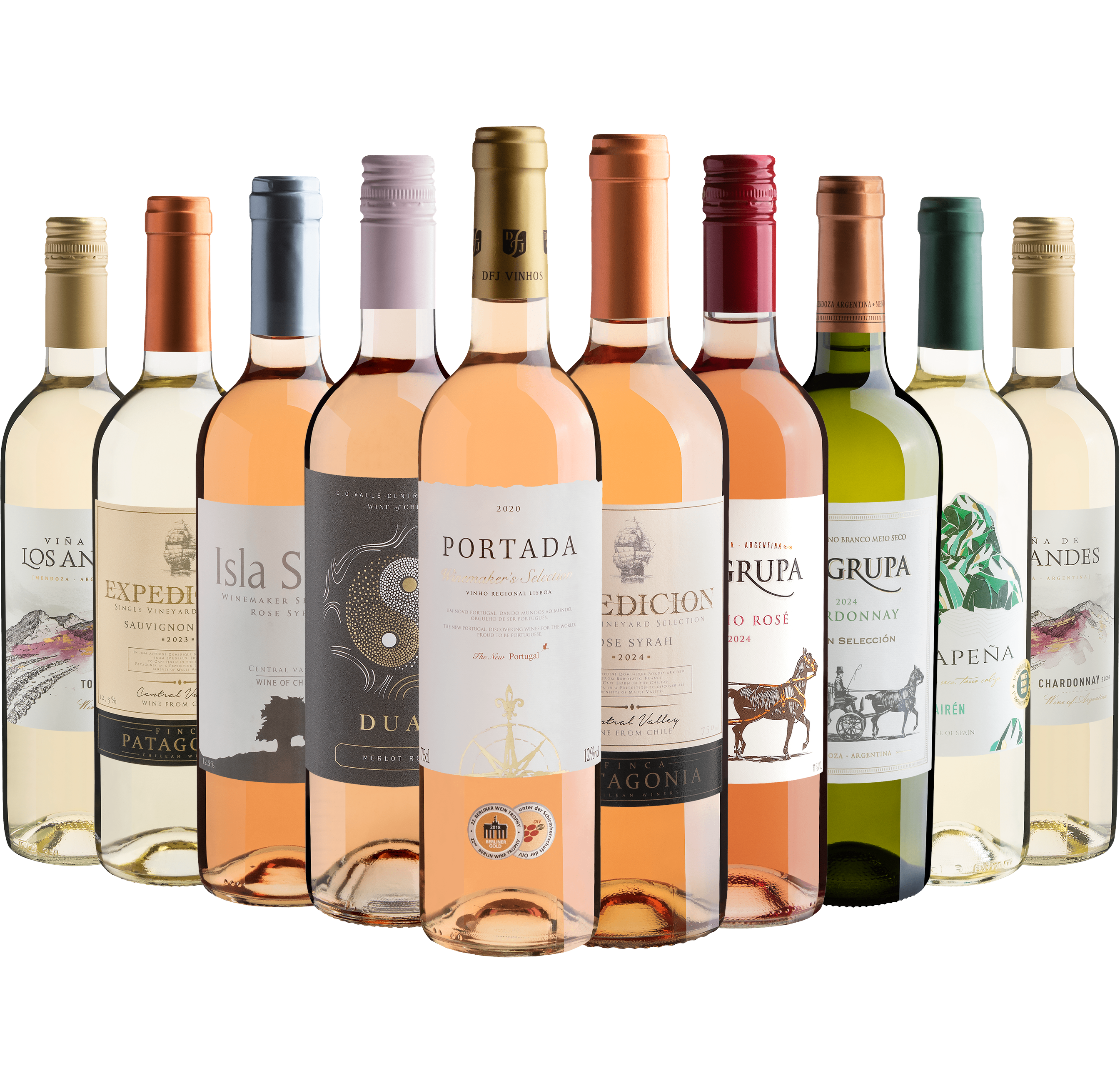 Kit 10 Vinhos Refrescantes com Portada Winemaker's Rosé por R$28,90 cada garrafa